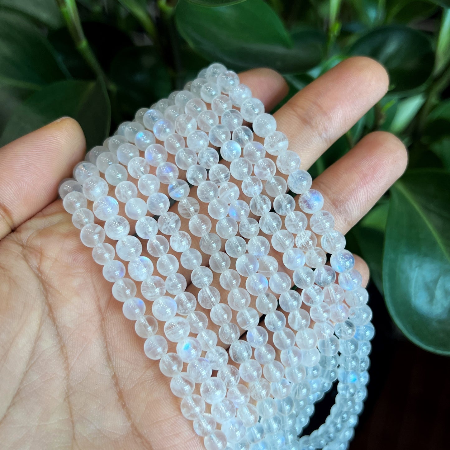 Natural Moonstone Triple Wrap Bracelet Size 4.5-5 mm