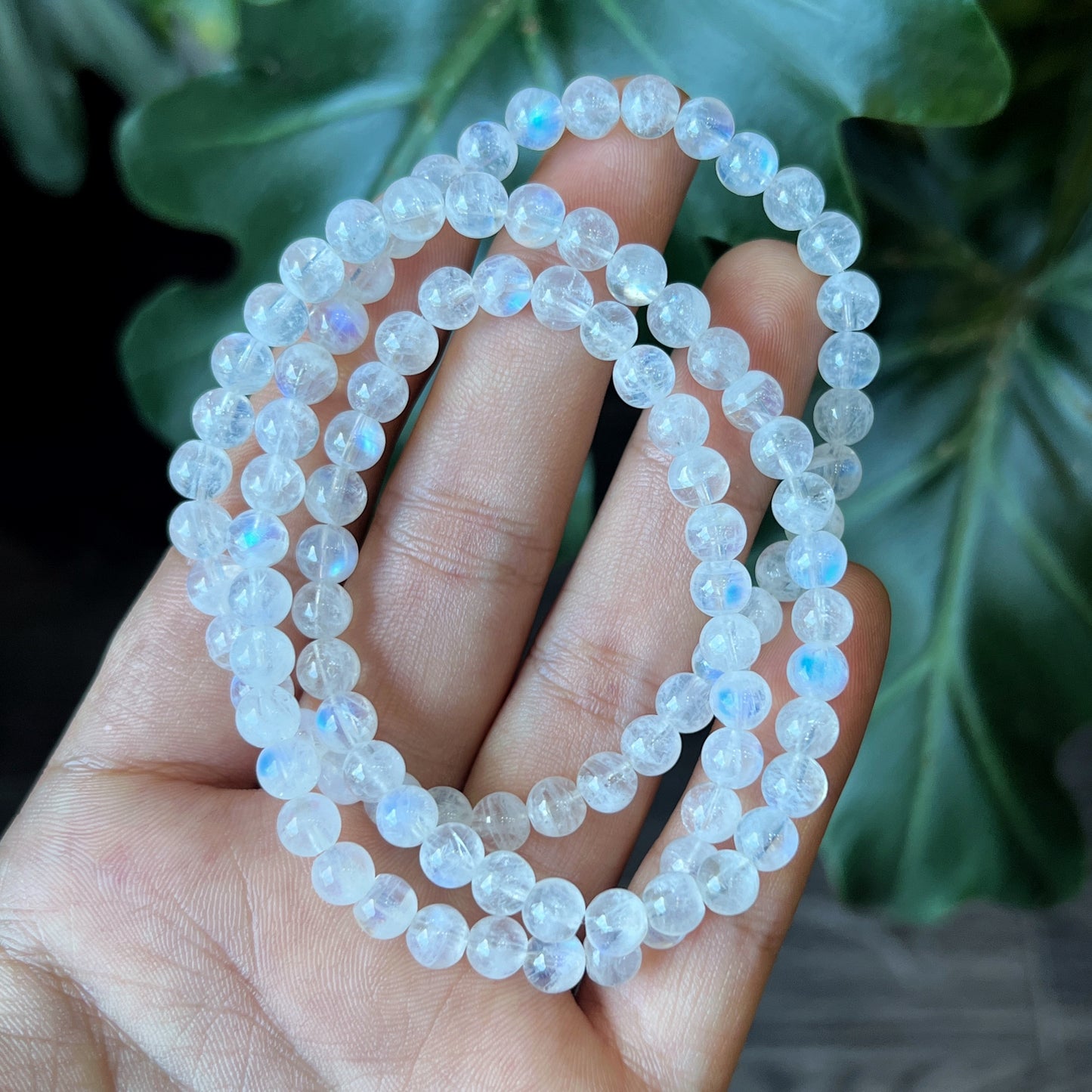 Natural Moonstone Triple Wrap Bracelet Size 4.5-5 mm