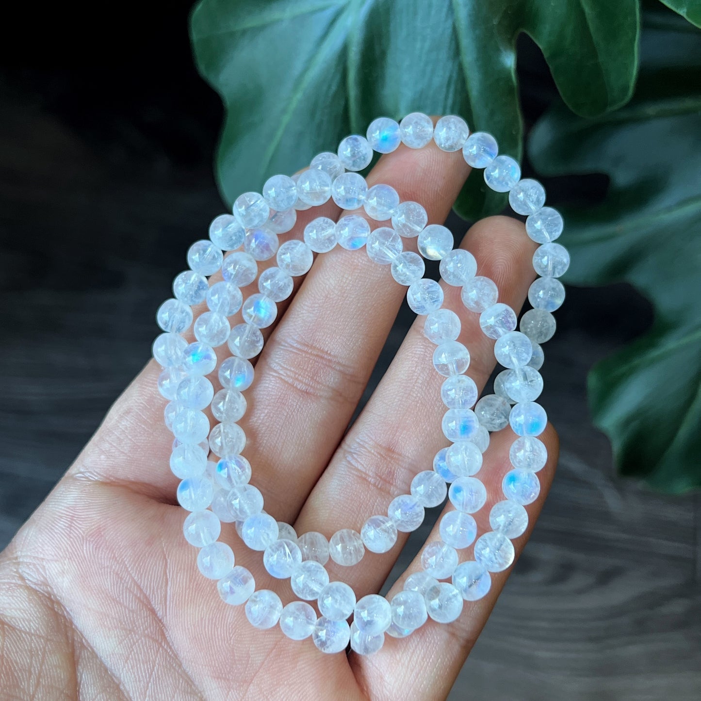 Natural Moonstone Triple Wrap Bracelet Size 4.5-5 mm