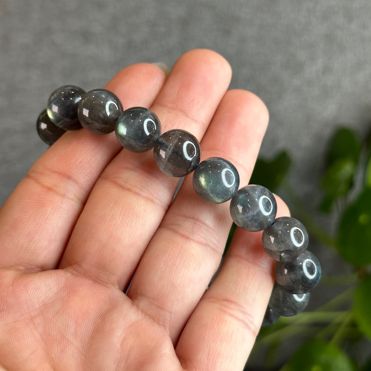 Natural Dark Galaxy Labradorite Bracelet Size 12 mm