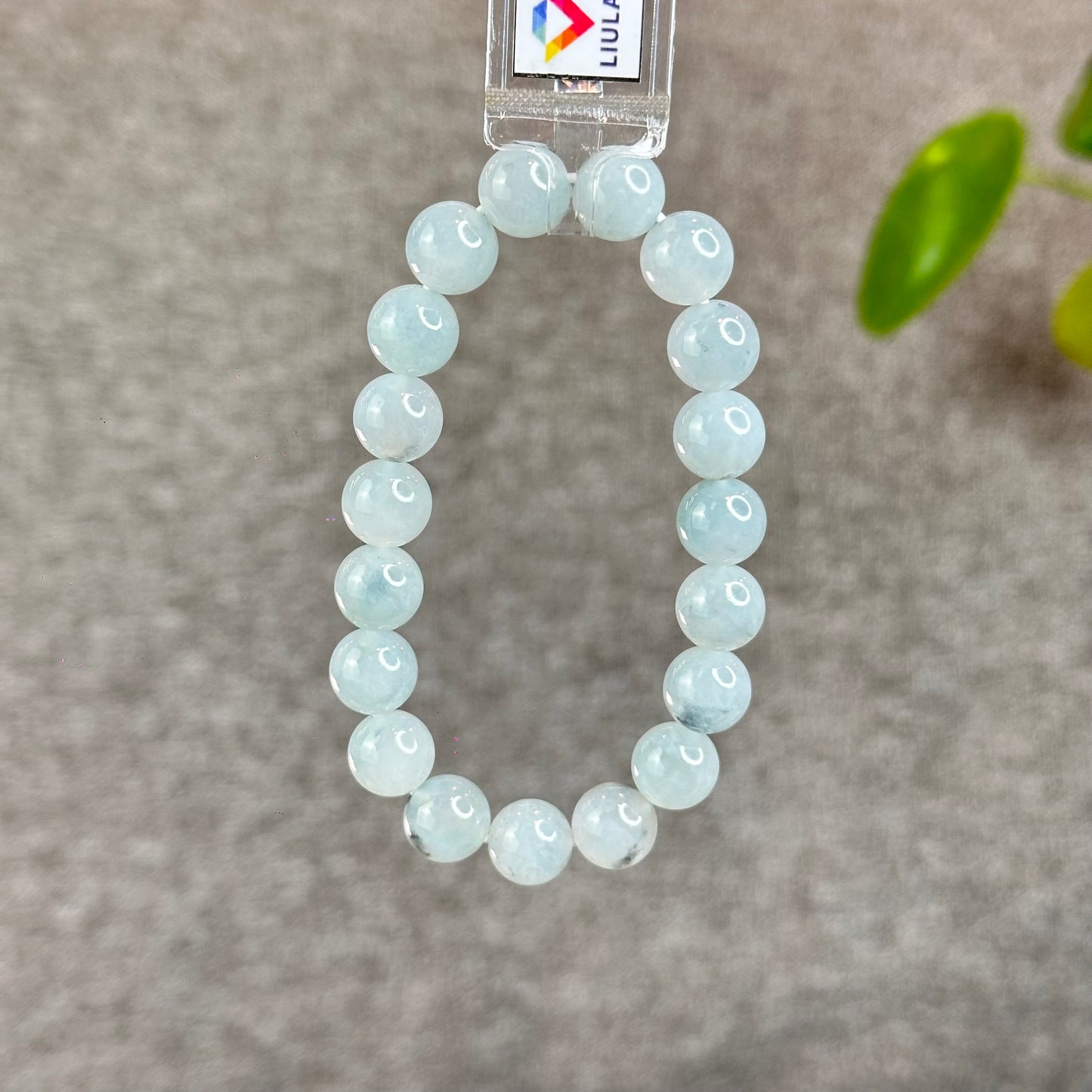 Icy Water Green Natural Jadeite Jade Bracelet Size 10 mm