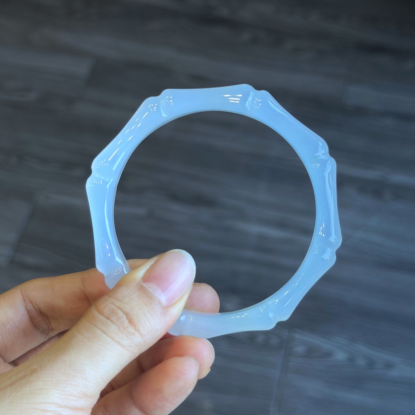 Bamboo Carved Natural Agate Bangle Size 60 mm