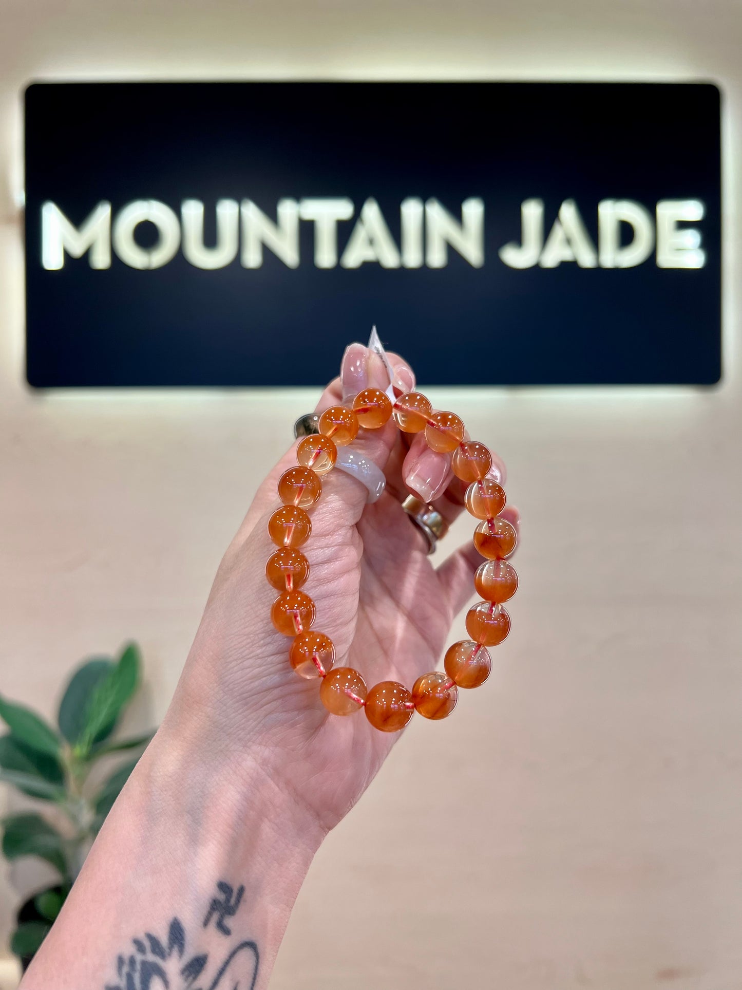 Natural Red Amphibole Bracelet Size 10.5 mm