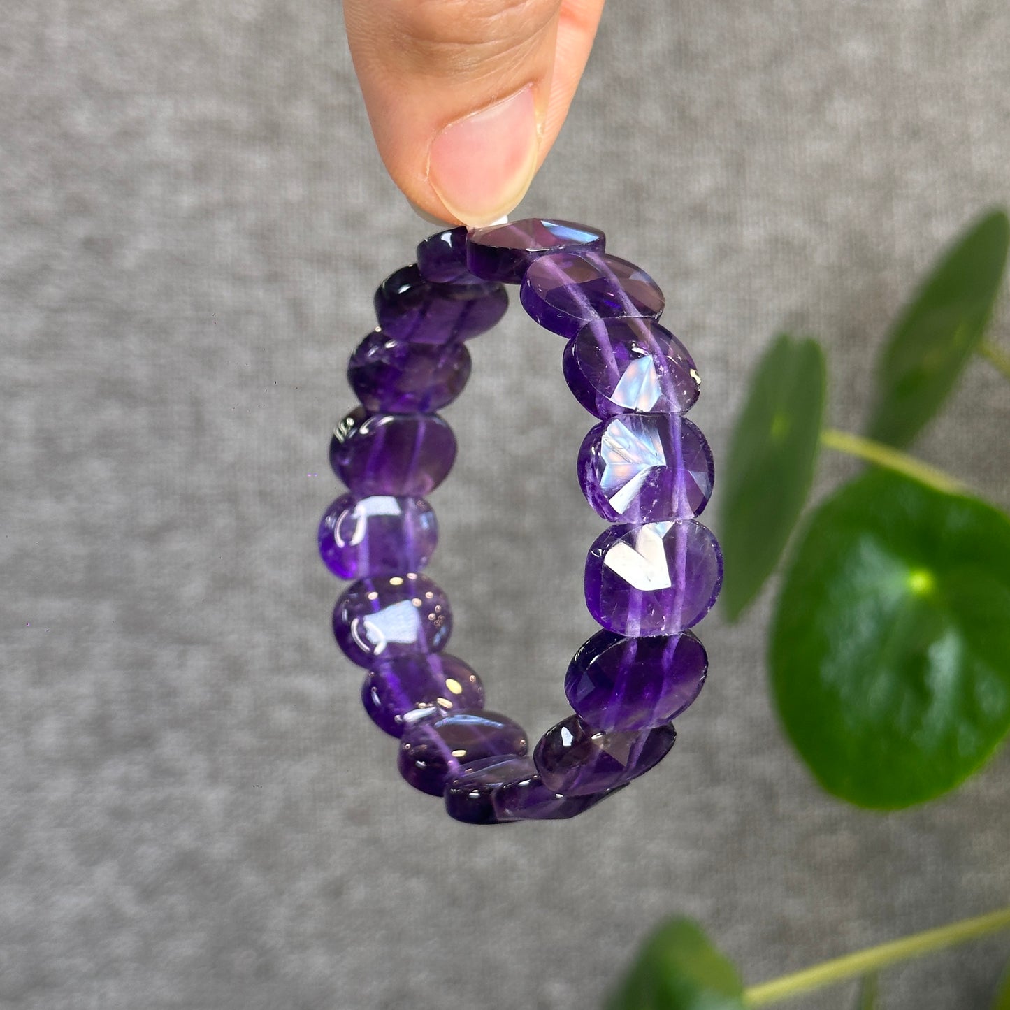 Bracelet manchette à facettes en améthyste d'Uruguay Taille 15 mm
