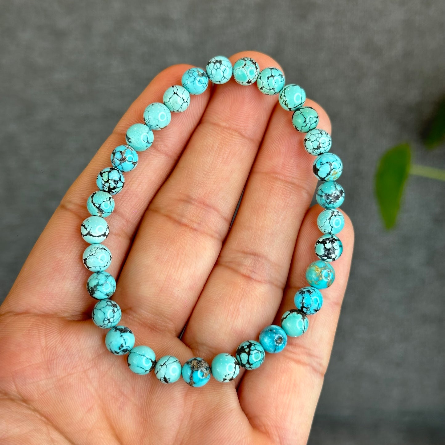 Bracelet Turquoise Motif Marron Naturel Taille 6,3 mm