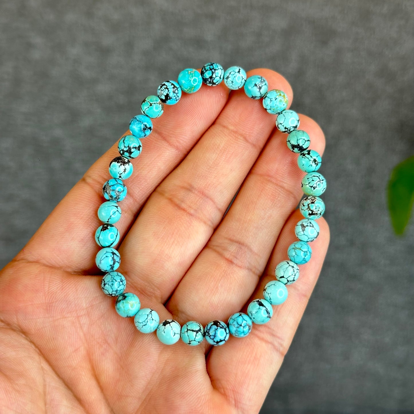 Bracelet Turquoise Motif Marron Naturel Taille 6,3 mm