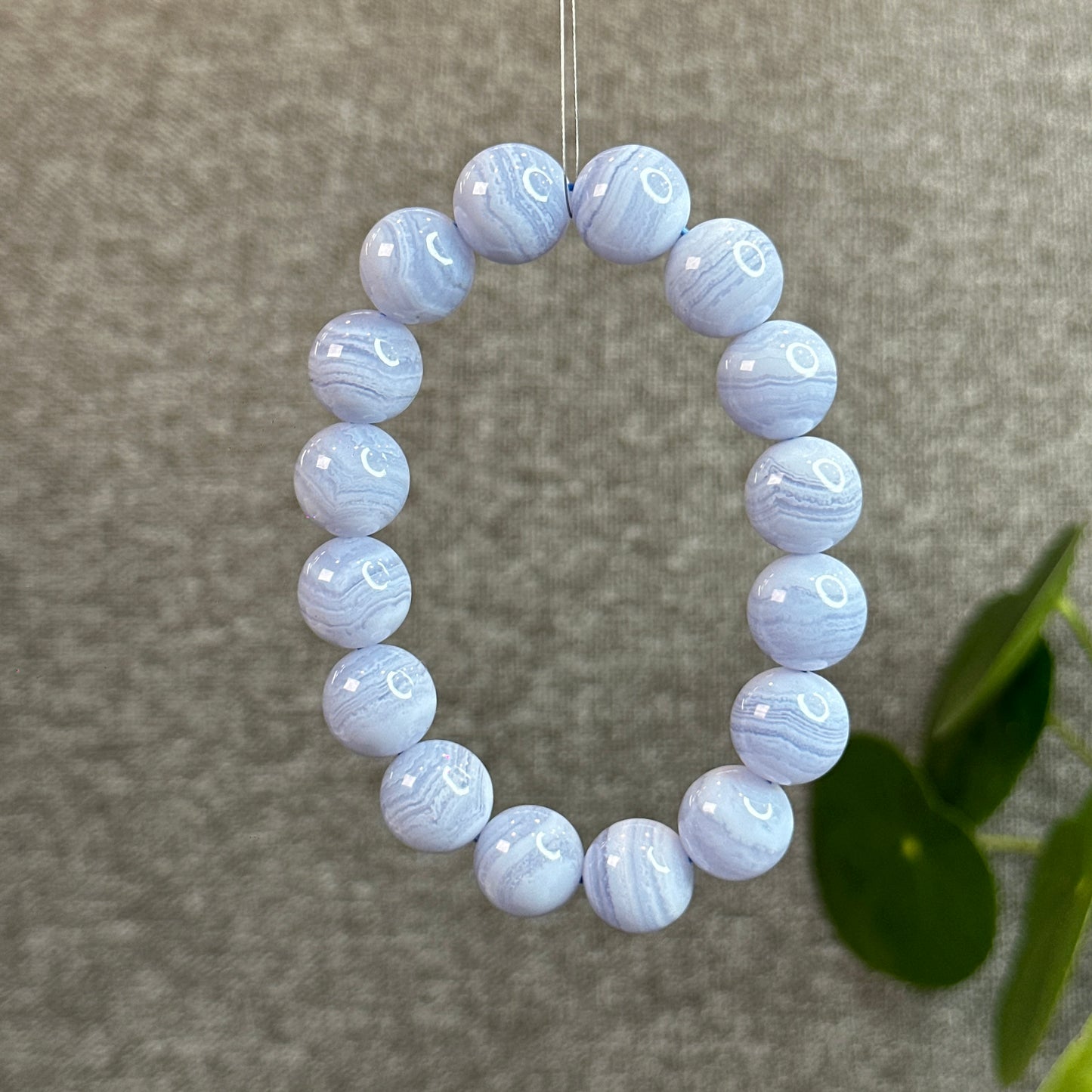 Natural Blue Lace Agate Bracelet Size 13.8 mm