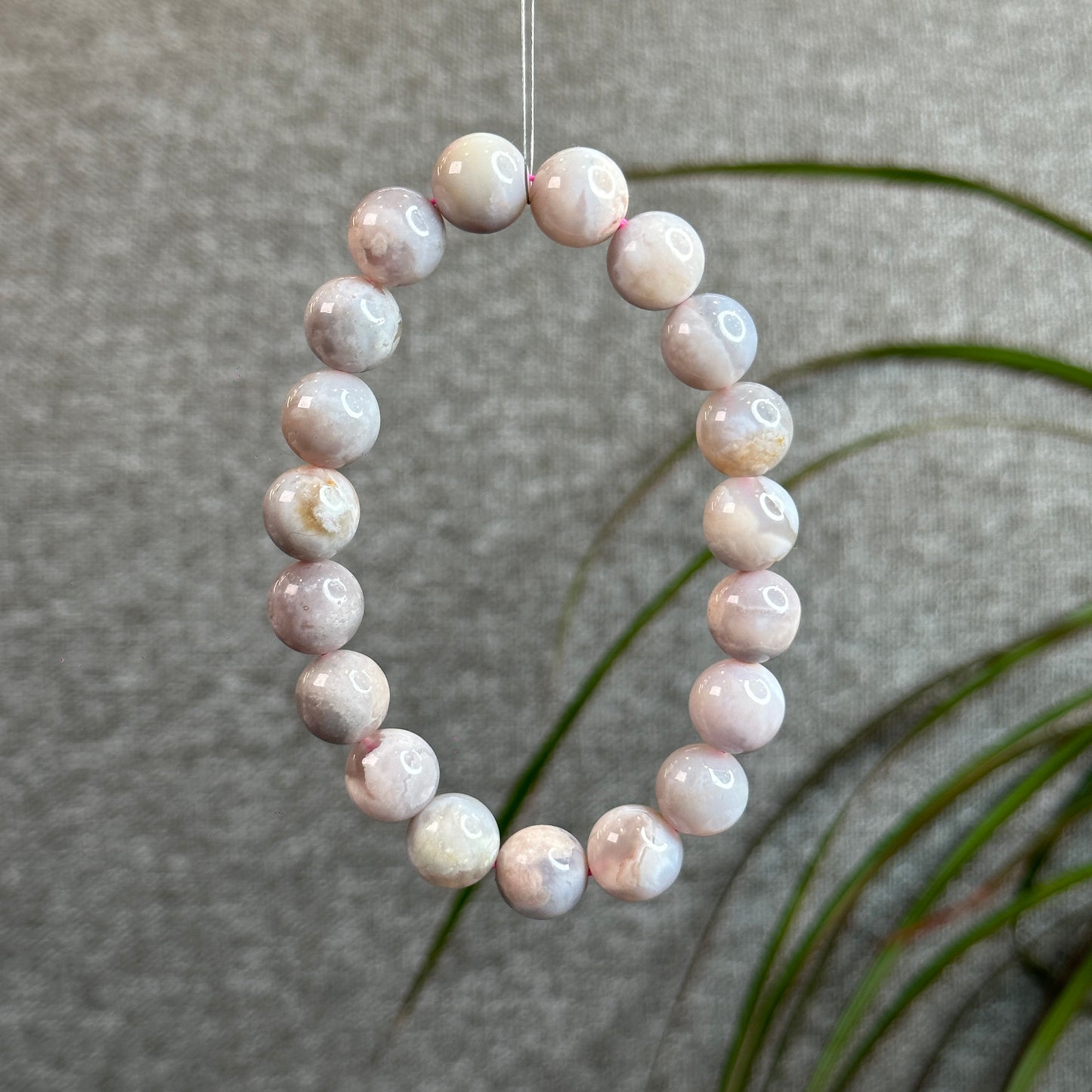 Natural Purple Floral Agate Bracelet Size 11 mm