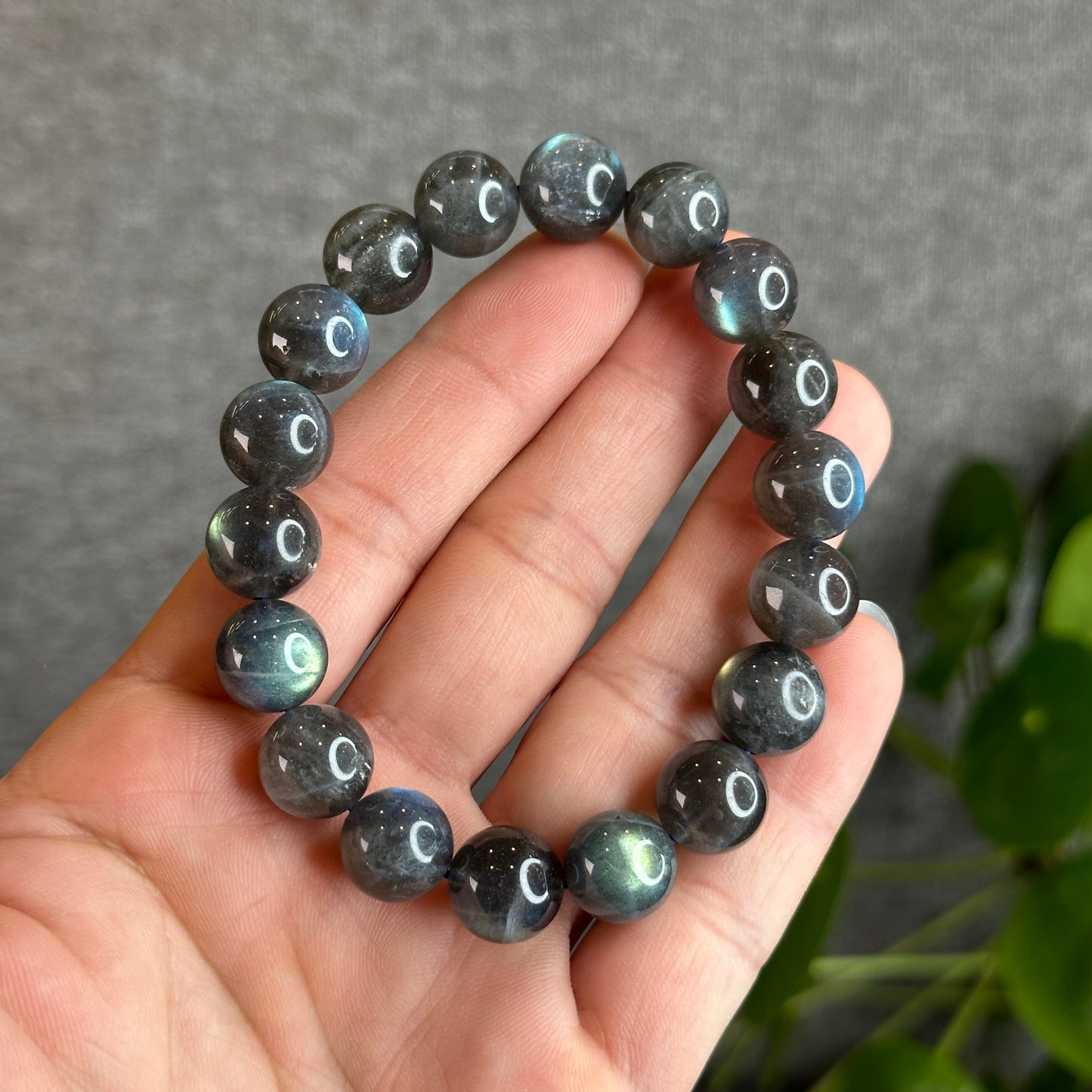 Natural Dark Galaxy Labradorite Bracelet Size 12 mm