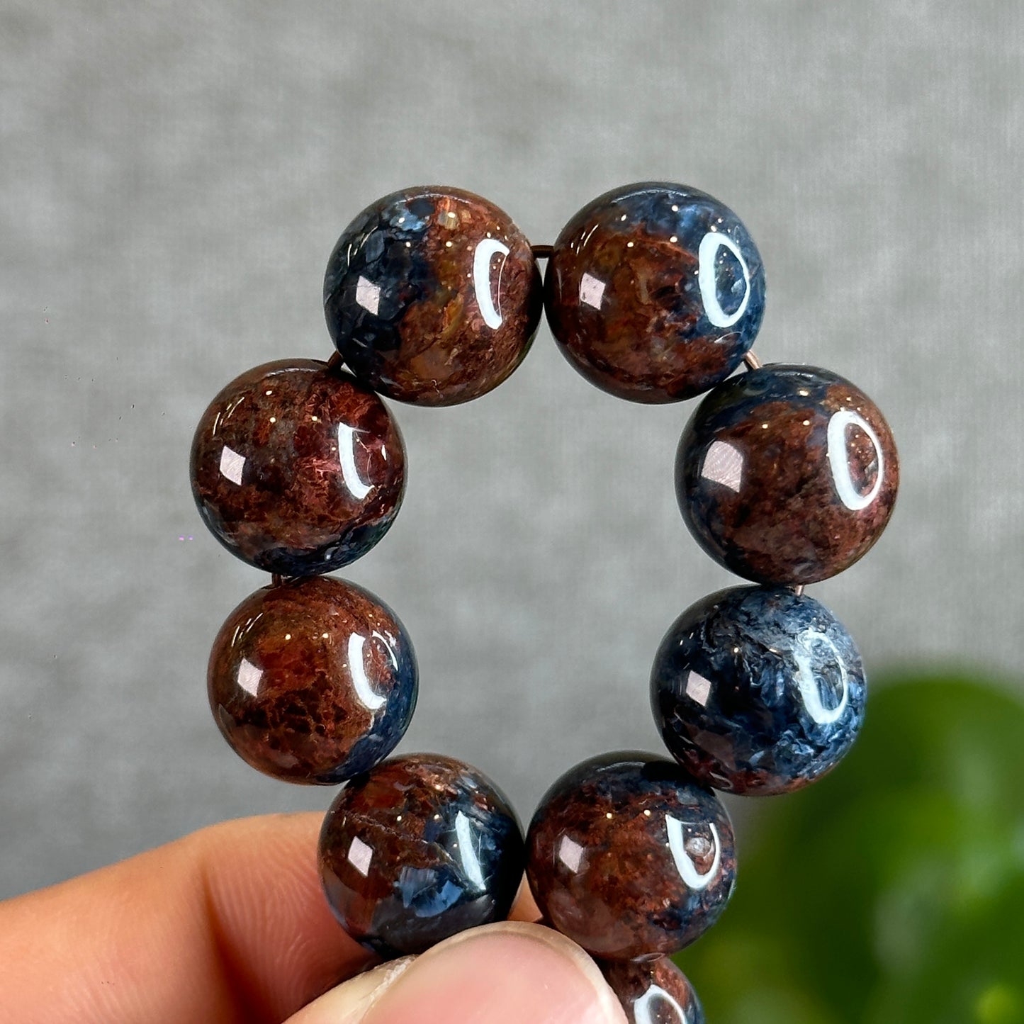 Burgundy Blue Natural Pietersite Bracelet size 12.5 mm