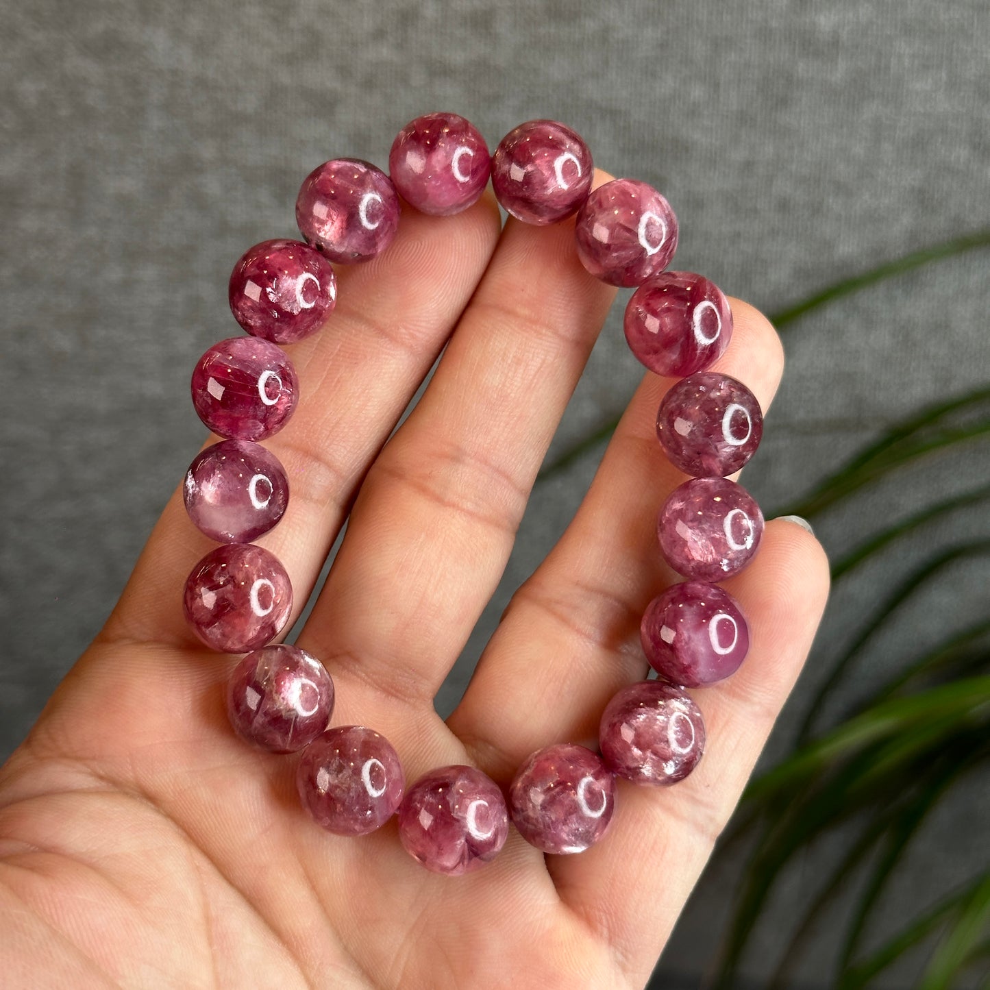 Dark Pink Natural Muscovite Bracelet Size 12.5 mm