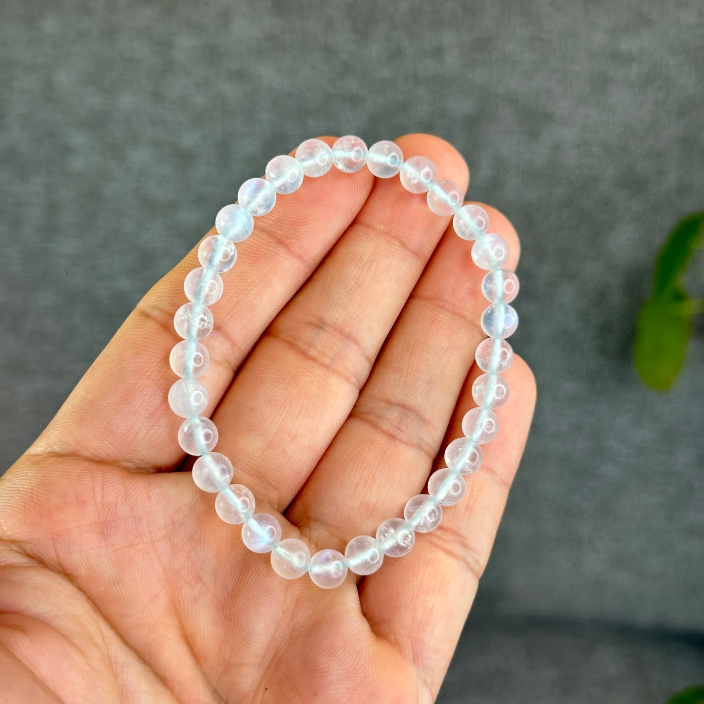 Natural Blue Moonstone Bracelet Size 6 mm