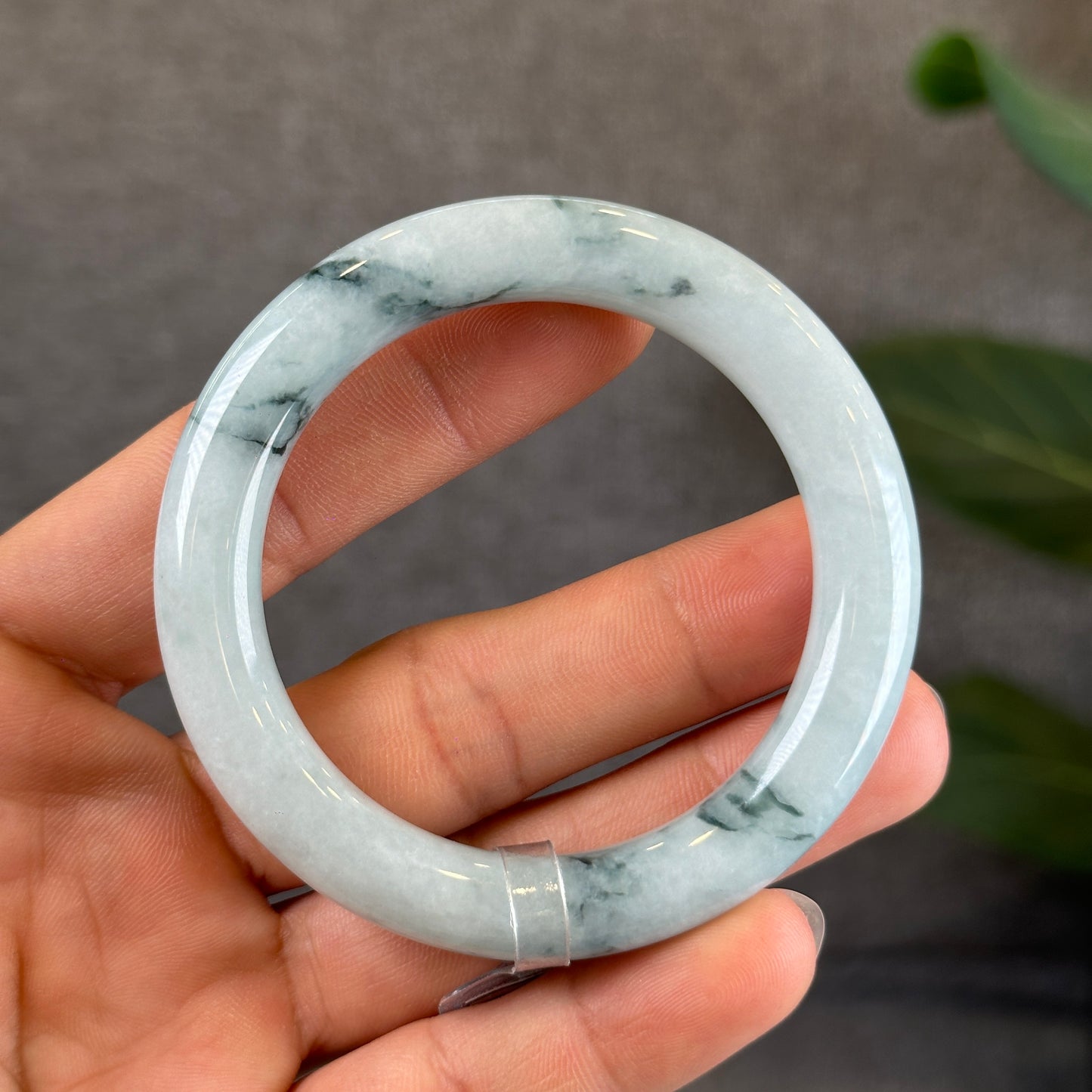 Water Green Floral Pattern Jadeite Jade Bangle Chopstick Style Size 51.2 mm Certificate 727358