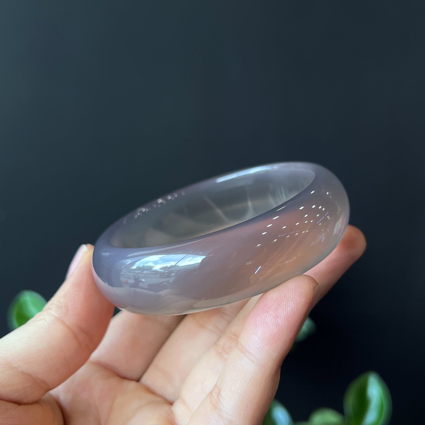 Natural Agate Bangle Leaf Style Size 57 mm