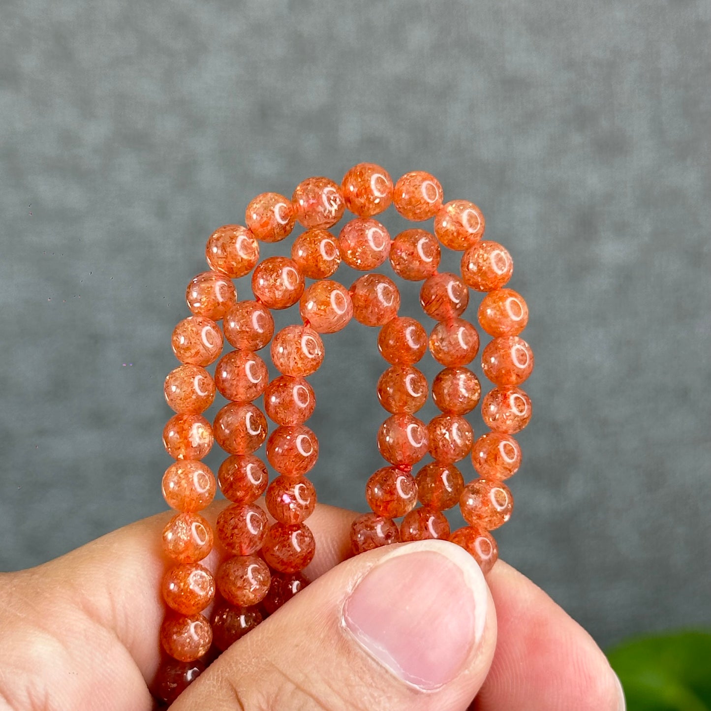 Natural Golden Sunstone Triple Wrap Bracelet Size 5.4 mm