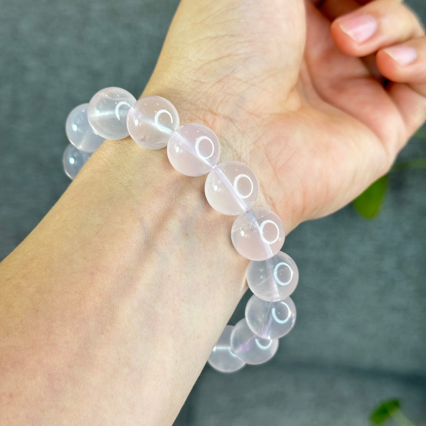 Lavender Mozambique Natural Rose Quartz Bracelet Size 14 mm