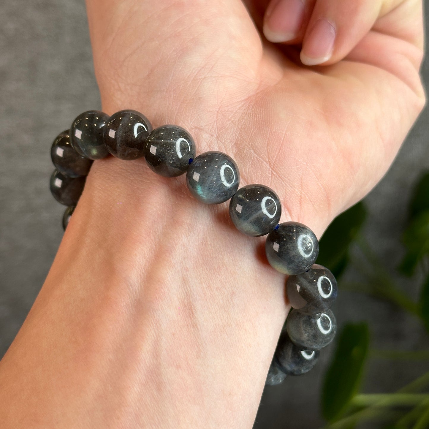 Natural Dark Galaxy Labradorite Bracelet Size 12 mm