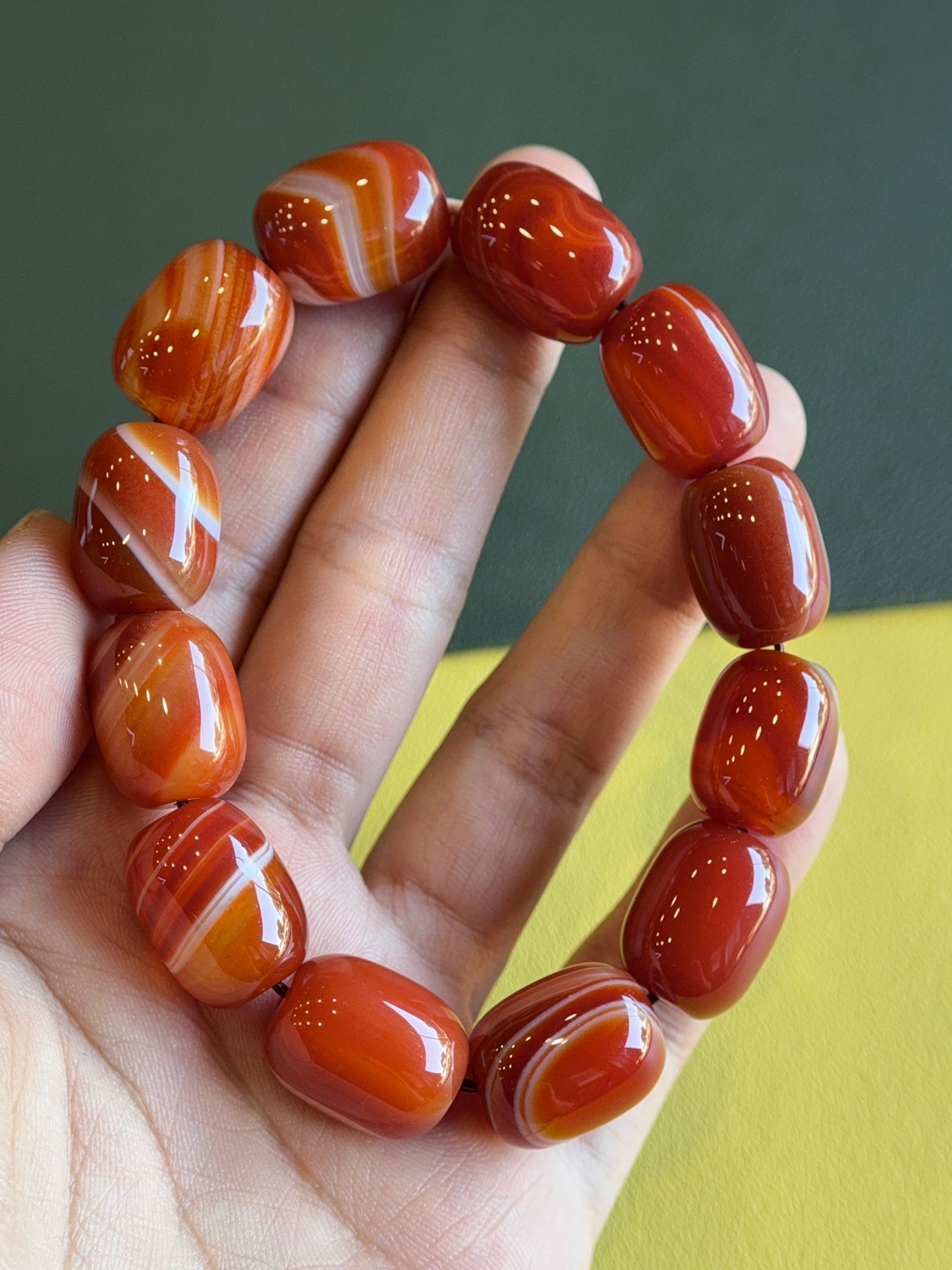 Natural Lu Thong Red Agate Bracelet Size 13.3 mm