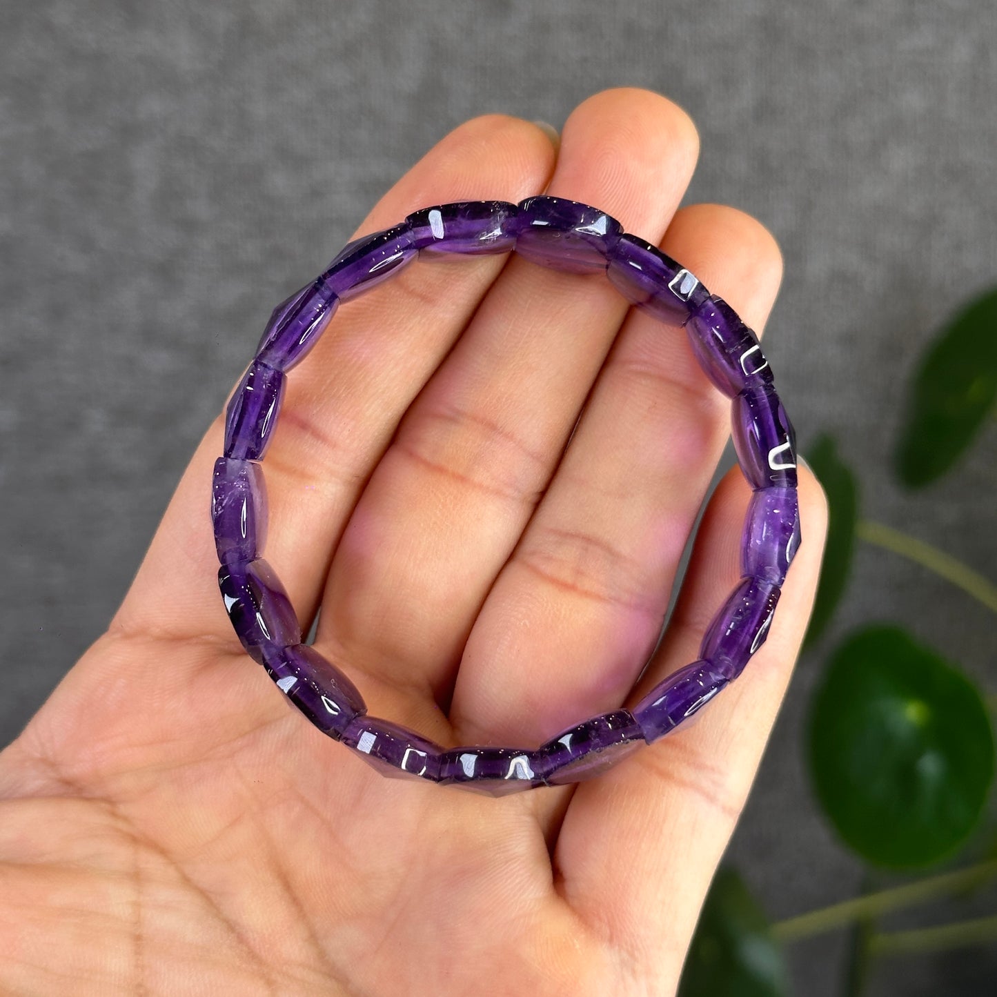 Bracelet manchette à facettes en améthyste d'Uruguay Taille 15 mm