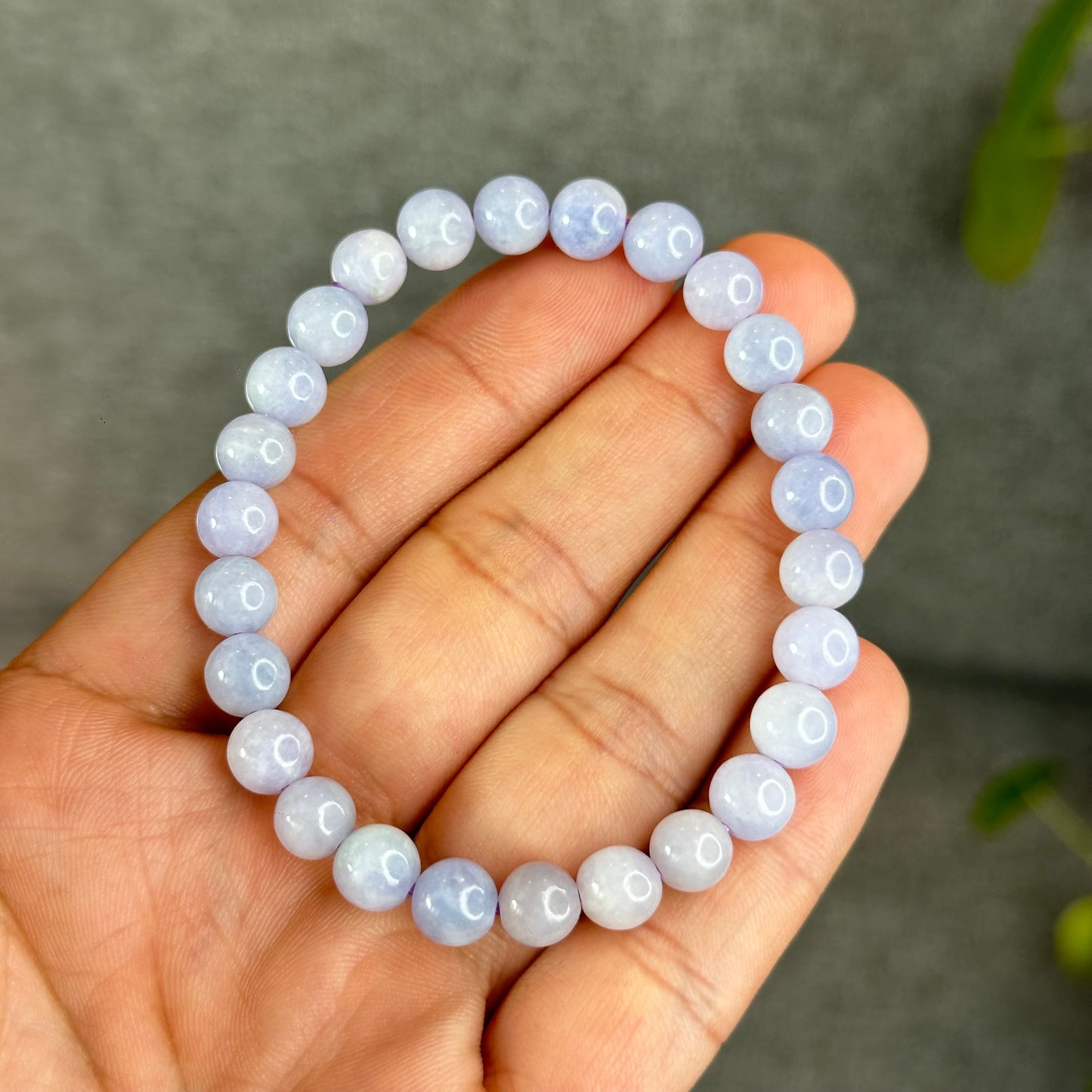 Natural Lavendar Jade Bracelet Size 7.5 mm