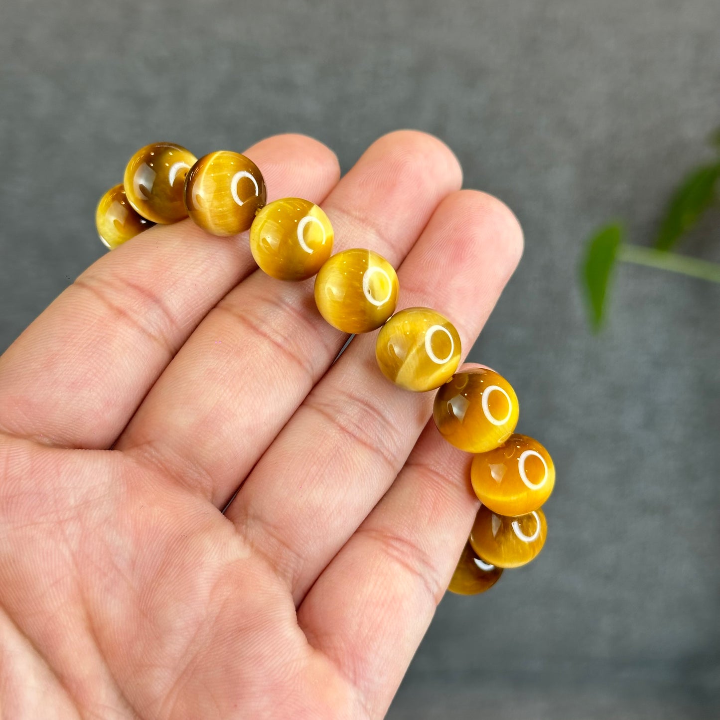 Natural Golden Center Tiger Eye Bracelet Size 12 mm