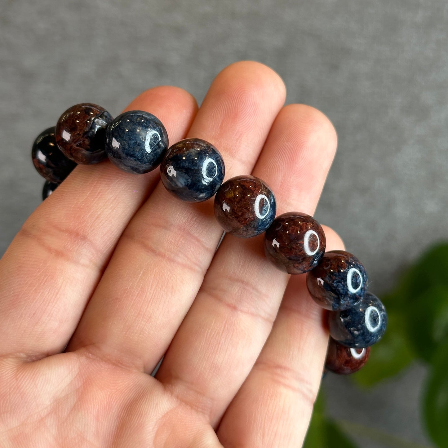 Burgundy Blue Natural Pietersite Bracelet size 12.5 mm