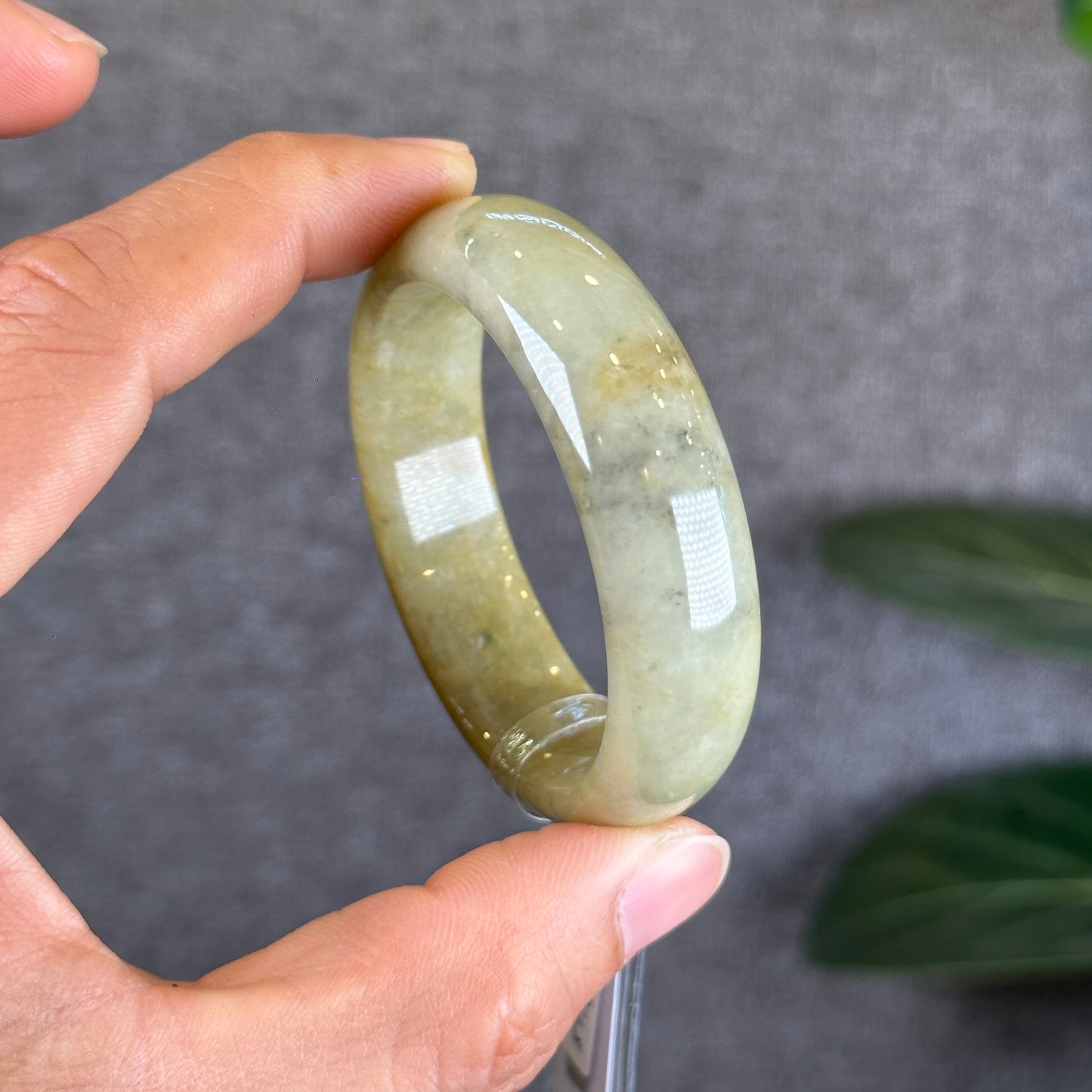Orange Jadeite Jade Bangle Leaf Sytle Size 49.4 mm Certificate 455835