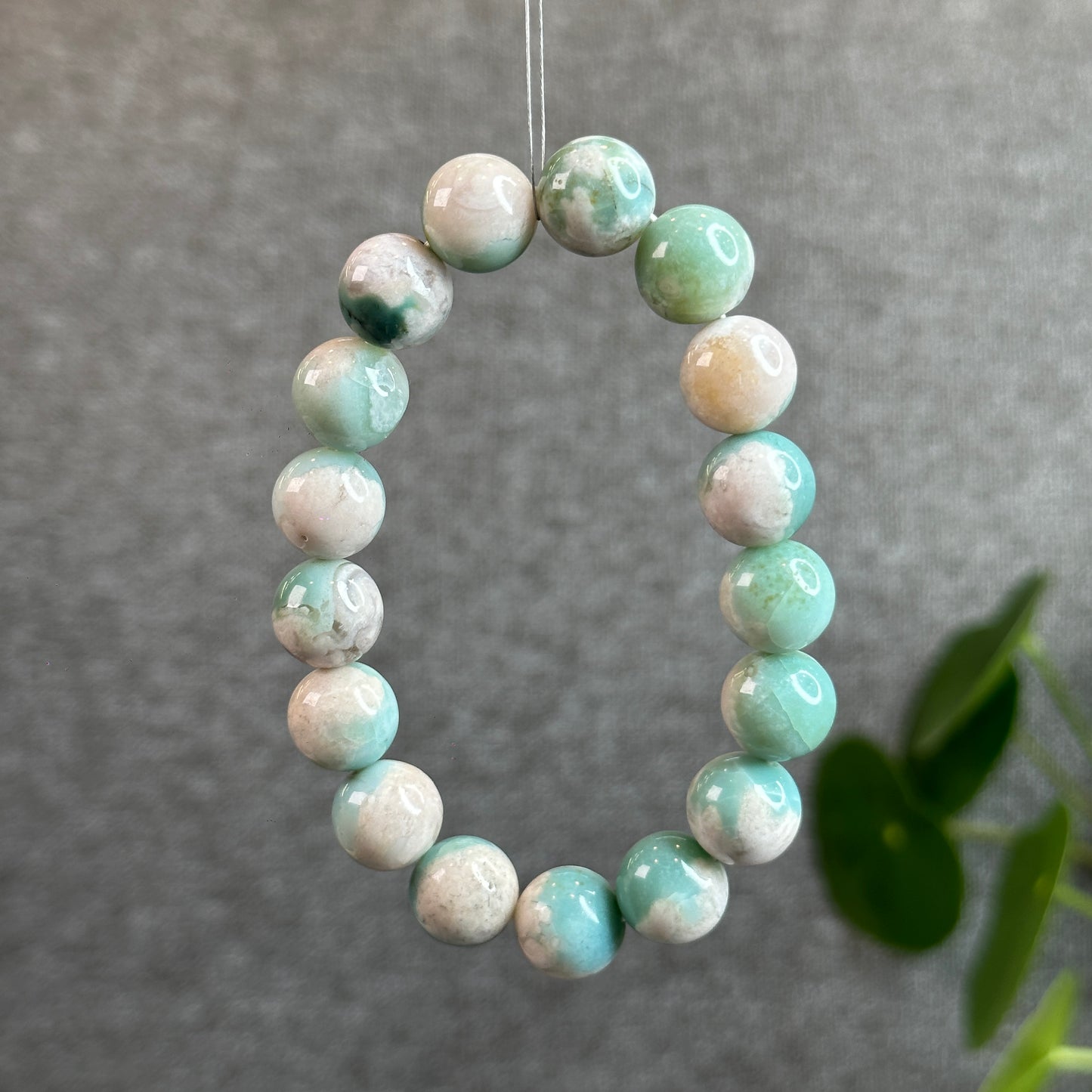 Tiffany Green Natural Floral Agate Bracelet Size 12.3 mm