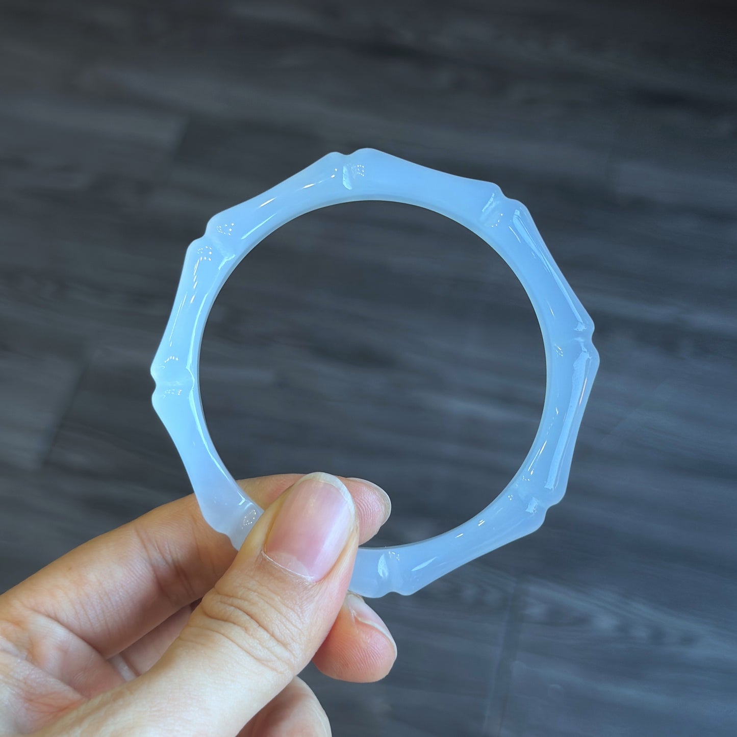 Bamboo Carved Natural Agate Bangle Size 60 mm