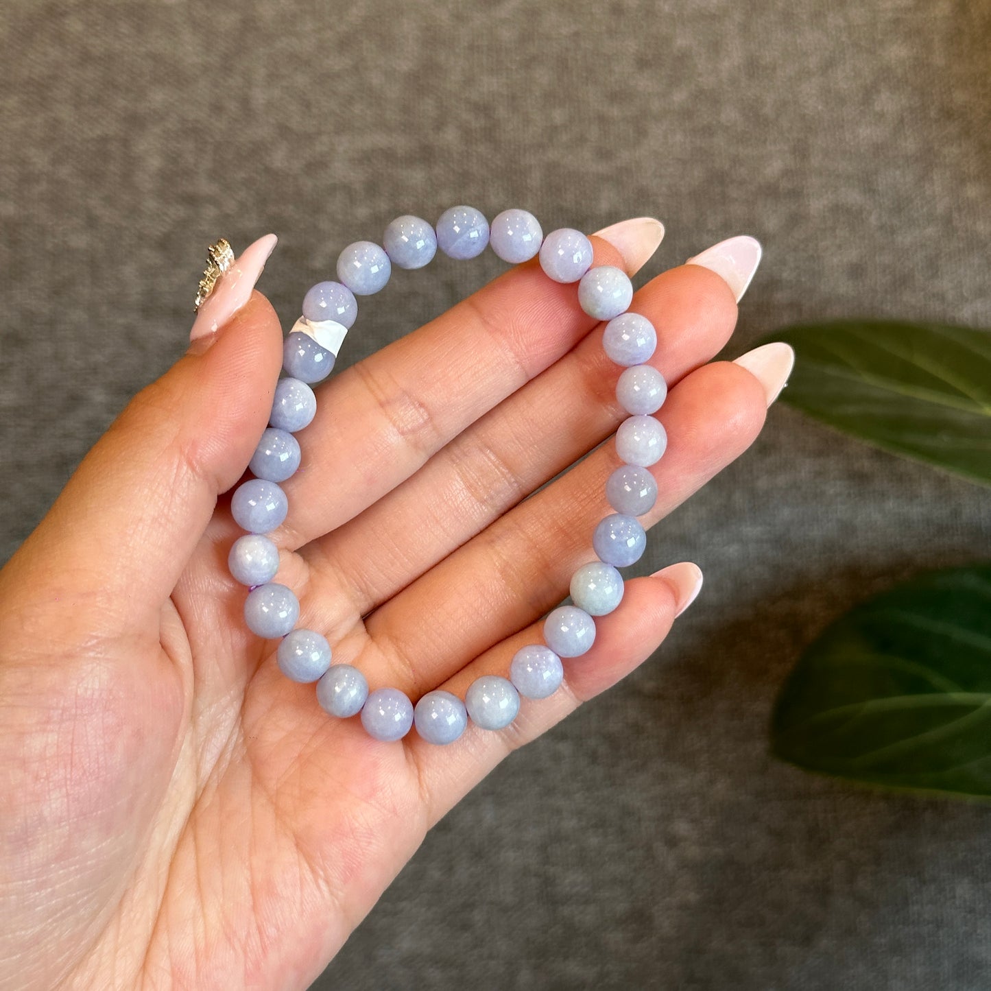 Natural Lavendar Jade Bracelet Size 7.5 mm