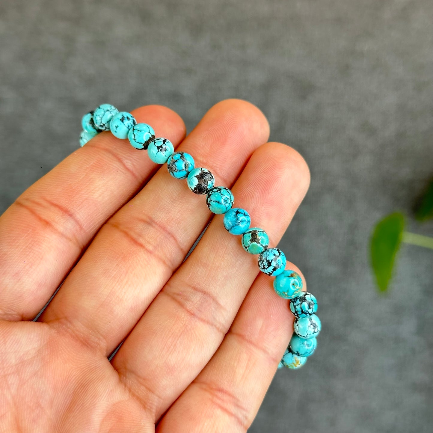Bracelet Turquoise Motif Marron Naturel Taille 6,3 mm