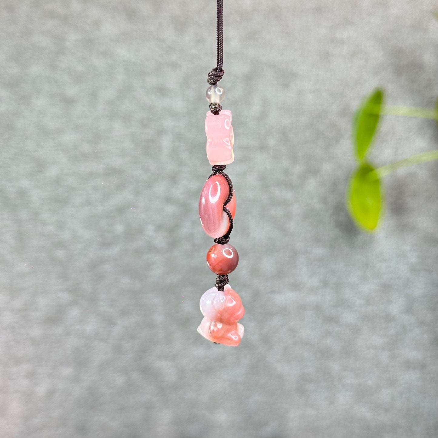 Natural Yuanyuan Pink Agate Bear Hanging Accessory