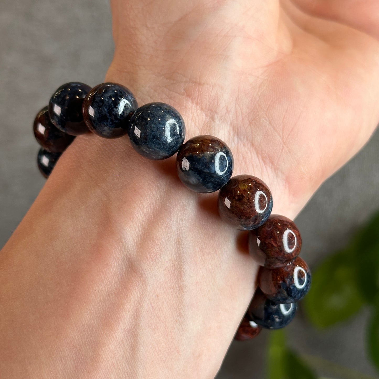 Burgundy Blue Natural Pietersite Bracelet size 12.5 mm