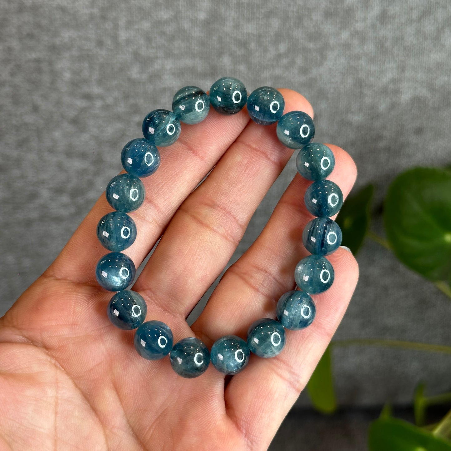 Natural Teal Kyanite Bracelet Size 10.2 mm