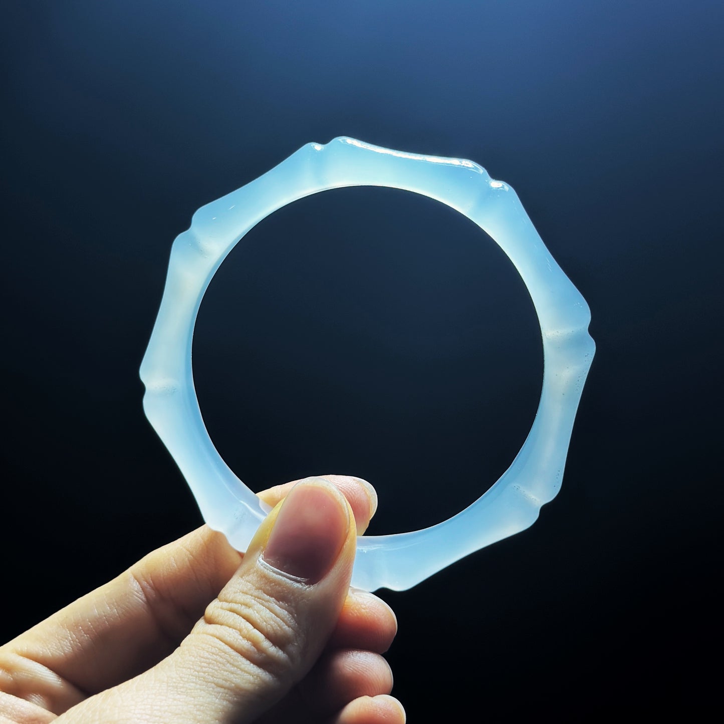 Bamboo Carved Natural Agate Bangle Size 60 mm