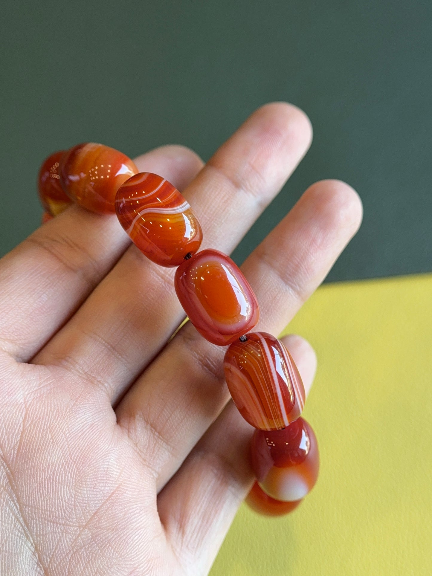 Natural Lu Thong Red Agate Bracelet Size 13.3 mm