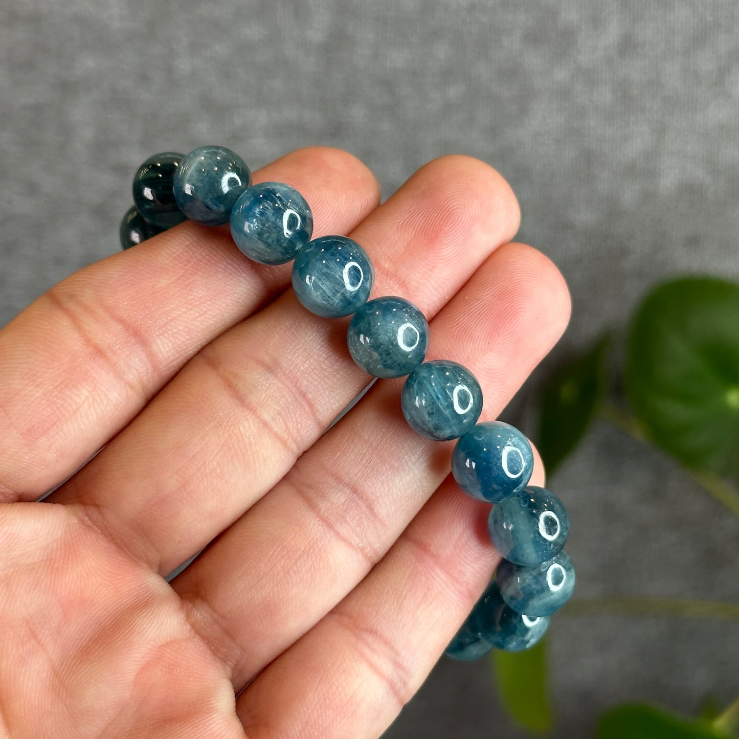Natural Teal Kyanite Bracelet Size 10.2 mm