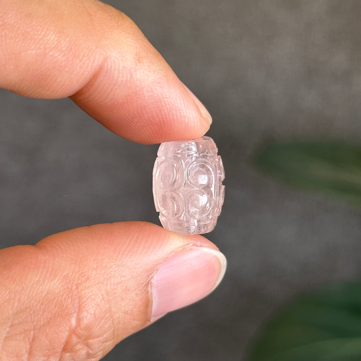 Rose morganite béryl sculpté lu string perle taille 10,5 mm