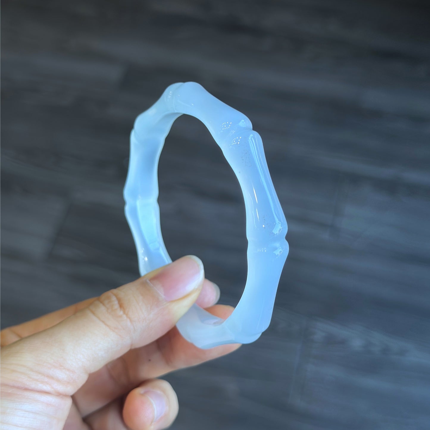 Bamboo Carved Natural Agate Bangle Size 60 mm