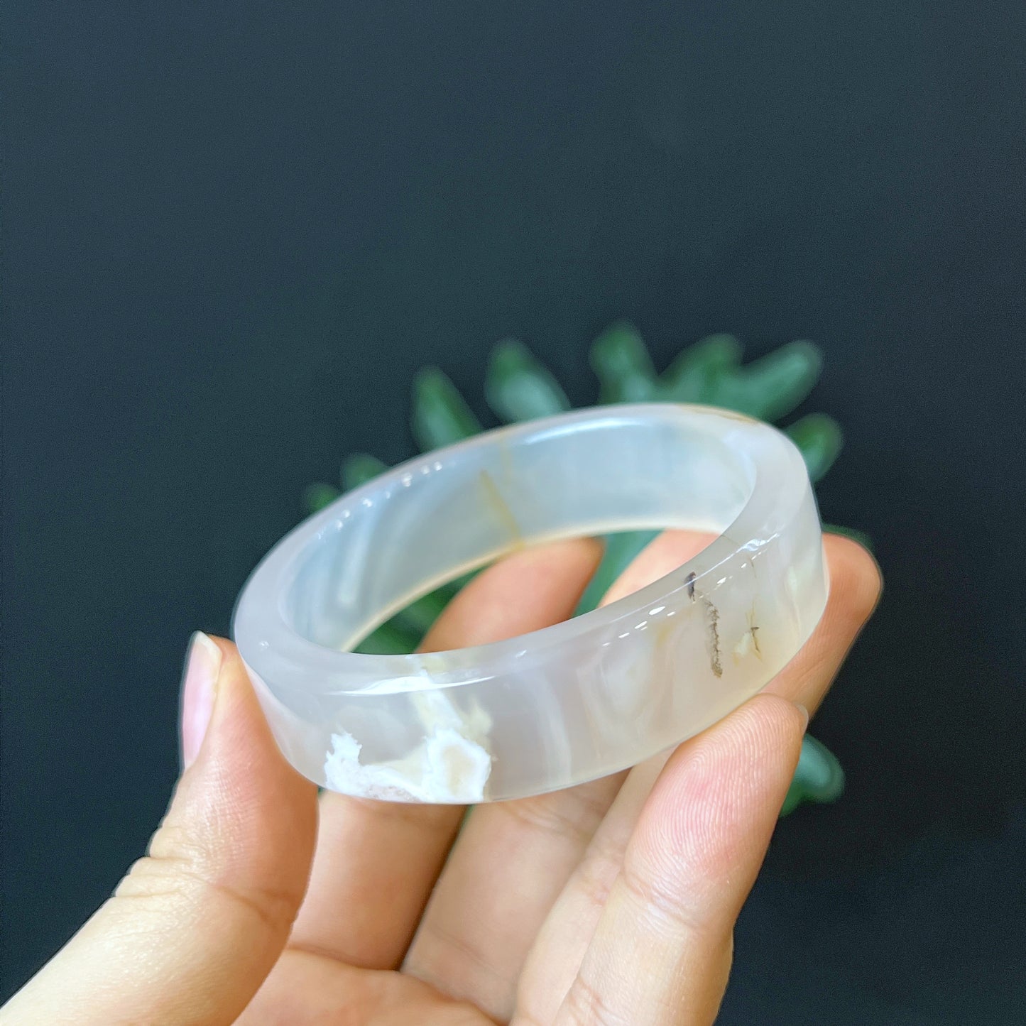 Bracelet Agate Florale Style Carré Taille 54 mm