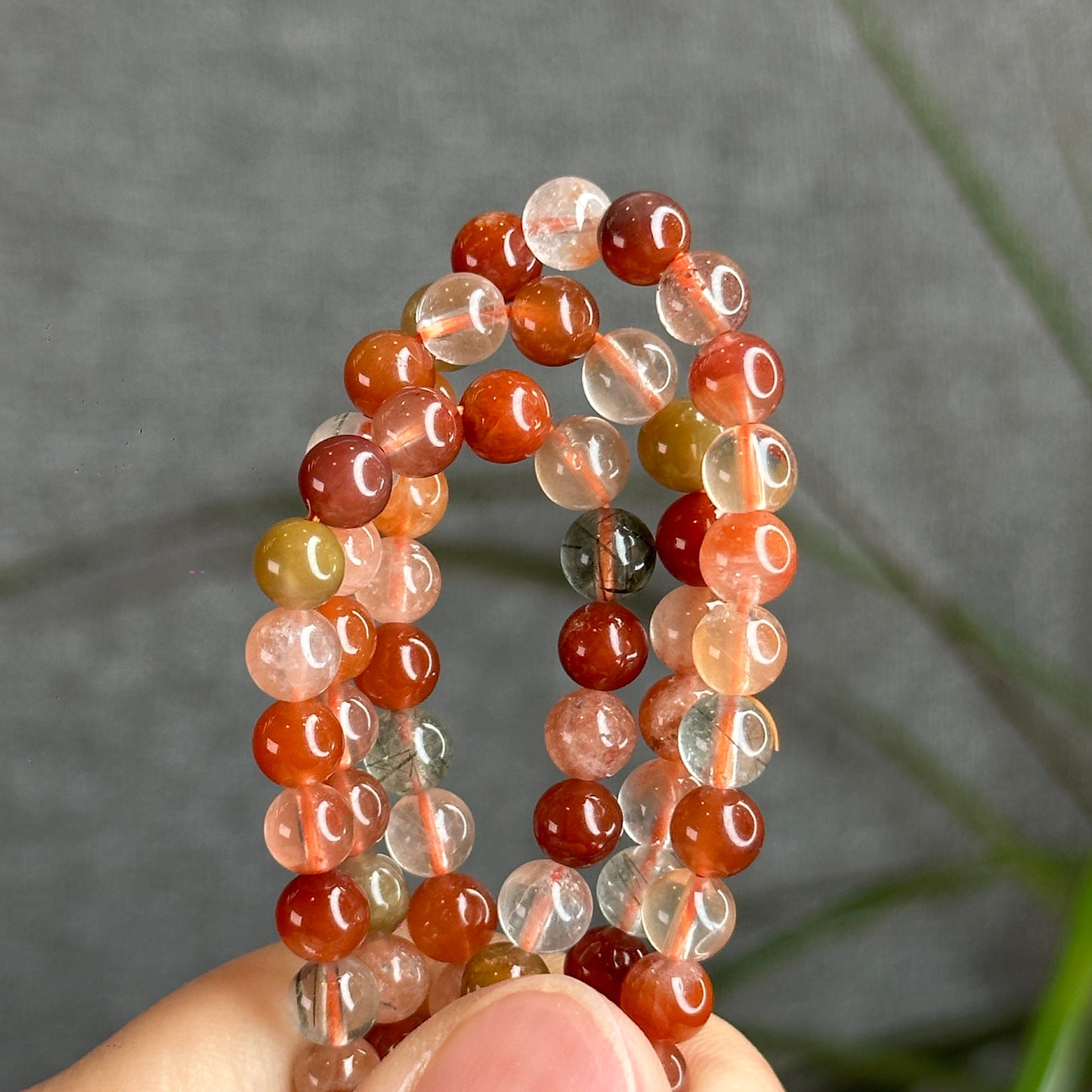 Tri Colour Natural Rutilated Quartz Triple Wrap Bracelet Size 4 mm