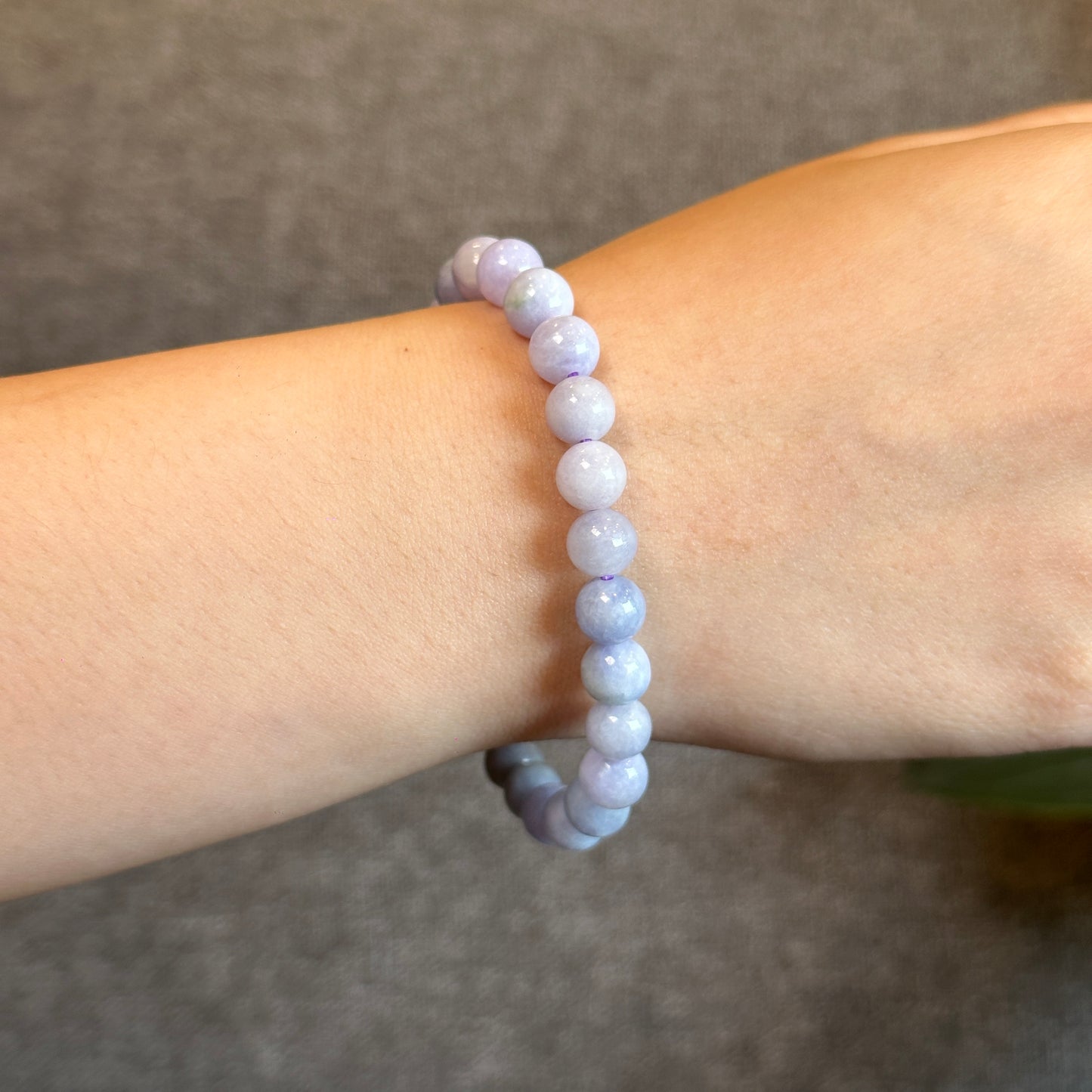 Natural Lavendar Jade Bracelet Size 7.5 mm