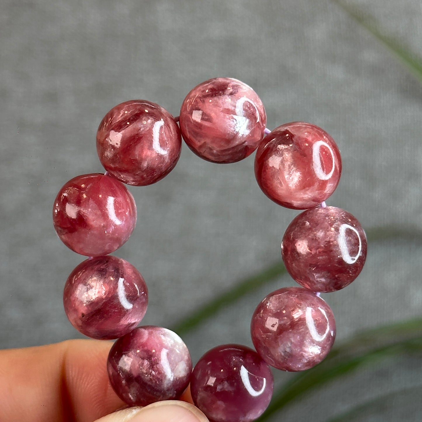 Dark Pink Natural Muscovite Bracelet Size 12.5 mm