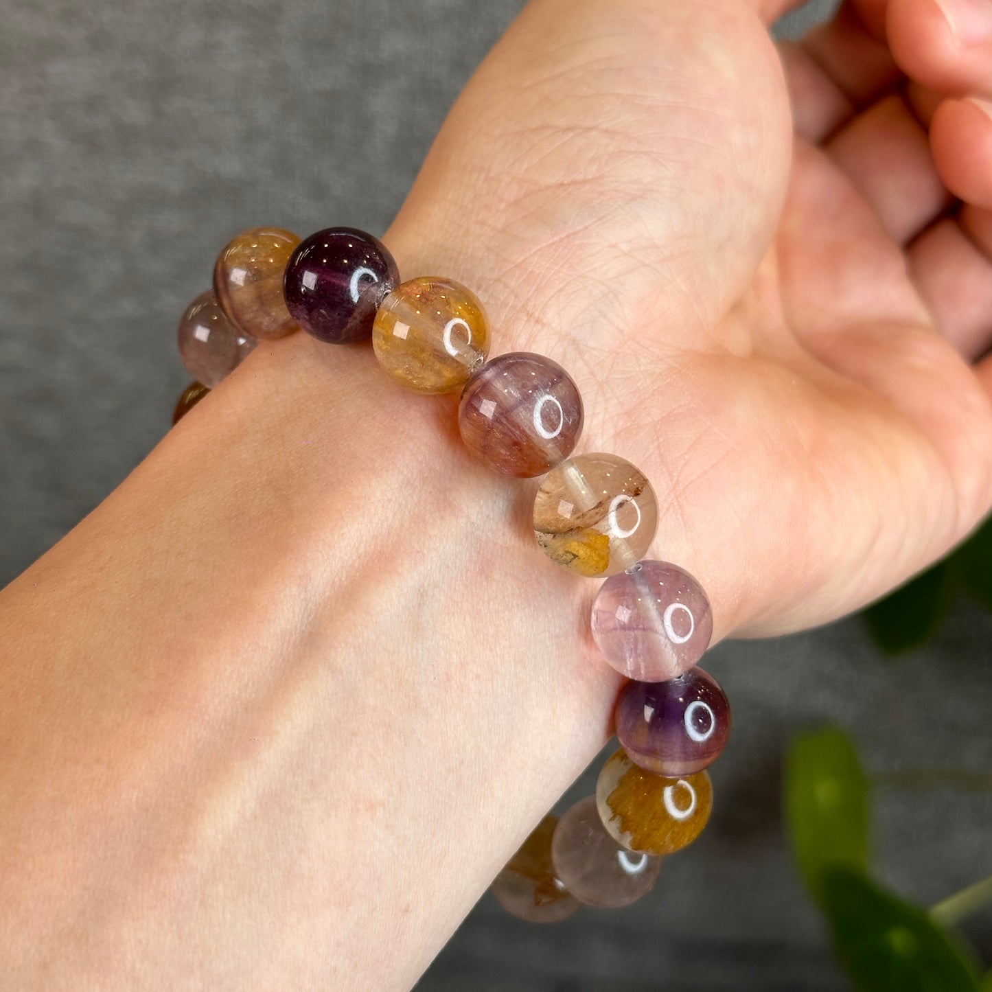 Natural Aura Fluorite Bracelet Size 12.5 mm