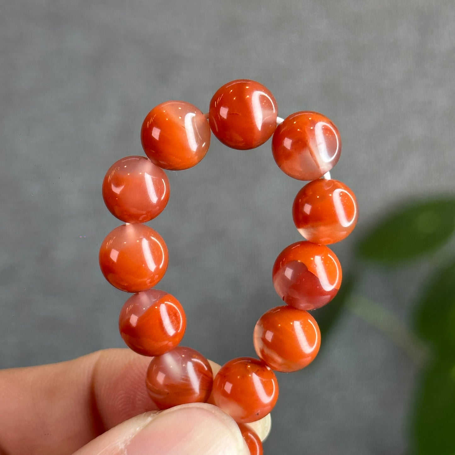 Natural Chalcedony-Nan Hong Agate Triple Wrap 108 beads Bracelet Size 8.8 mm