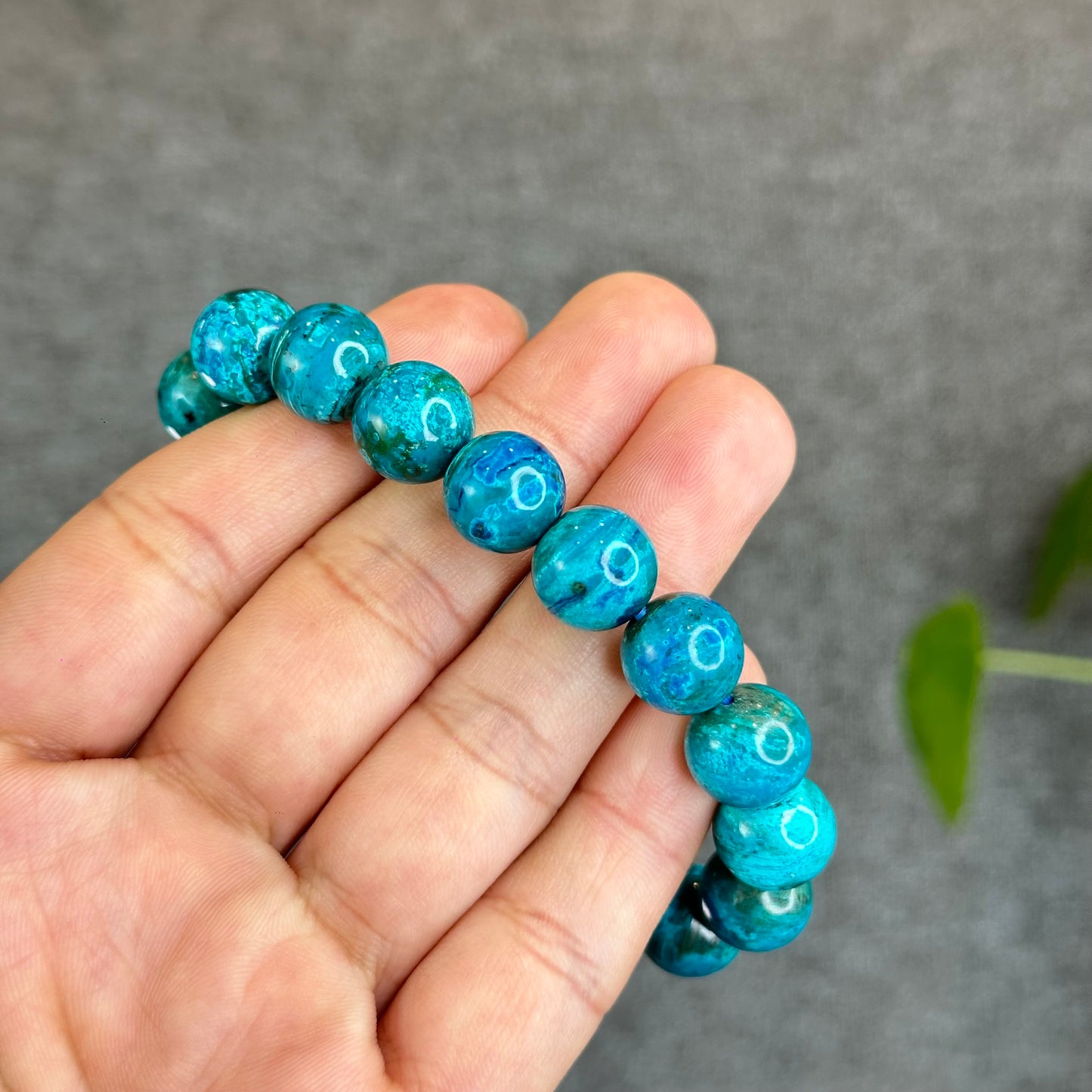 Aqua Blue with Copper Natural Chrysocolla Bracelet Size 11.5 mm