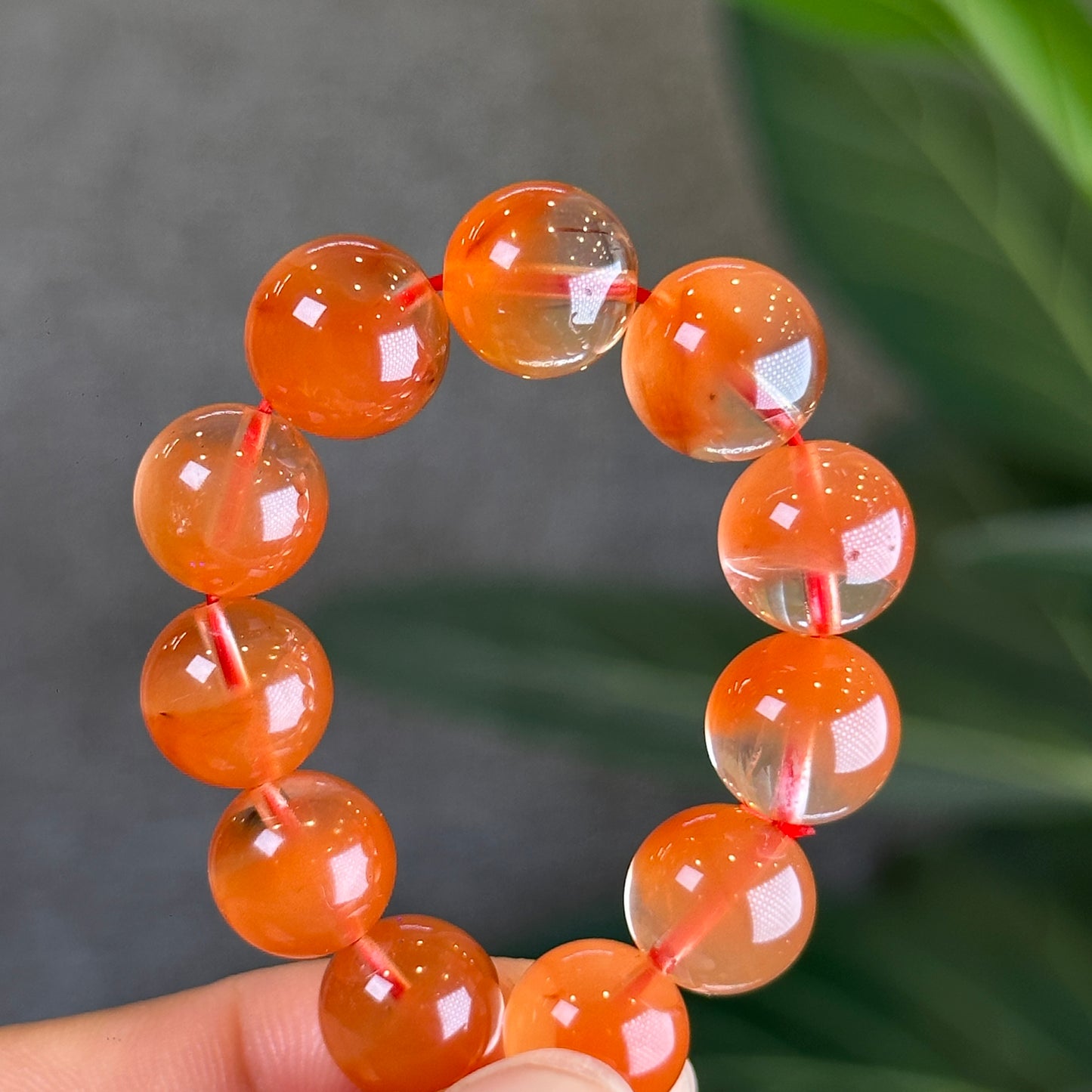 Natural Red Amphibole Bracelet Size 10.5 mm