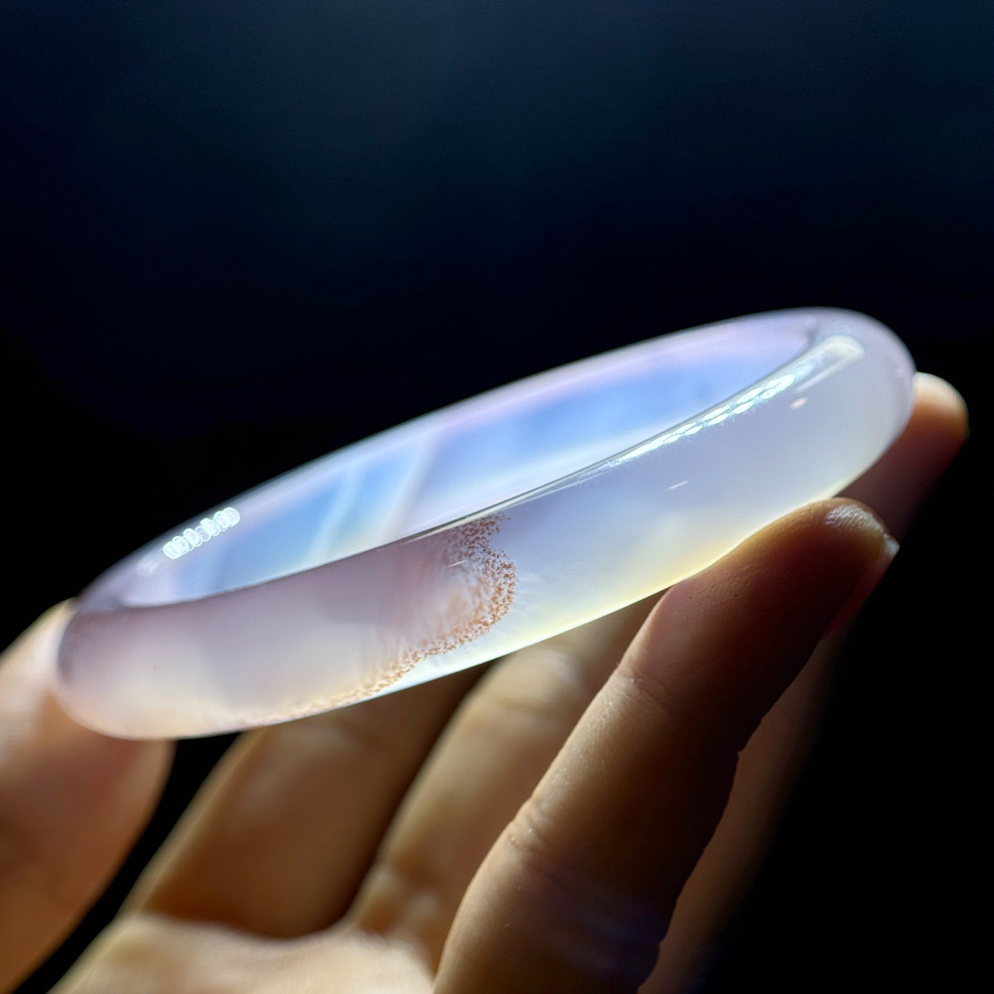 Natural Cinnibar Agate Bangle Leaf Style Size 62 mm