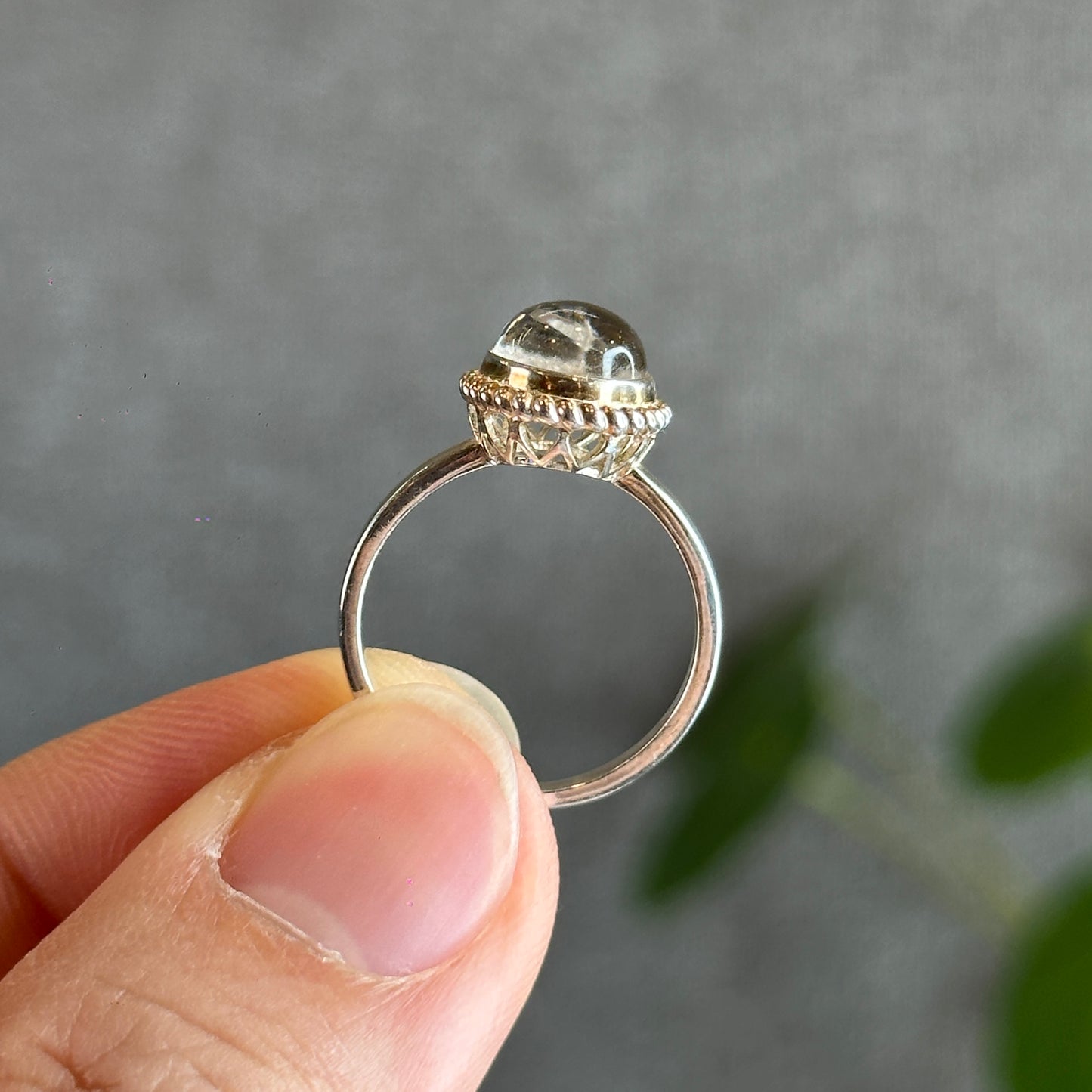 Oval Natural Landscape Quartz Ring in Silver Setting Size 1.7