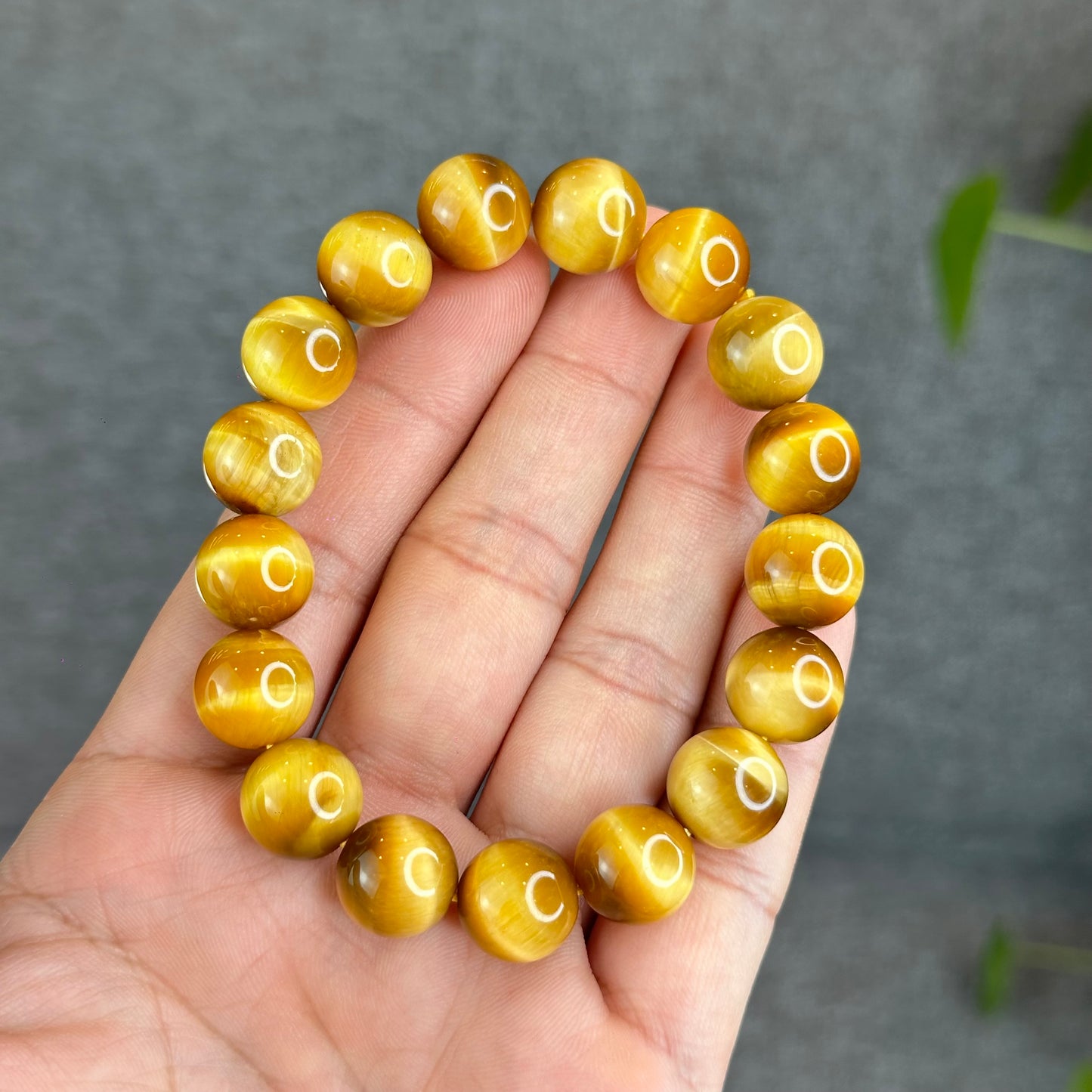 Natural Golden Center Tiger Eye Bracelet Size 12 mm